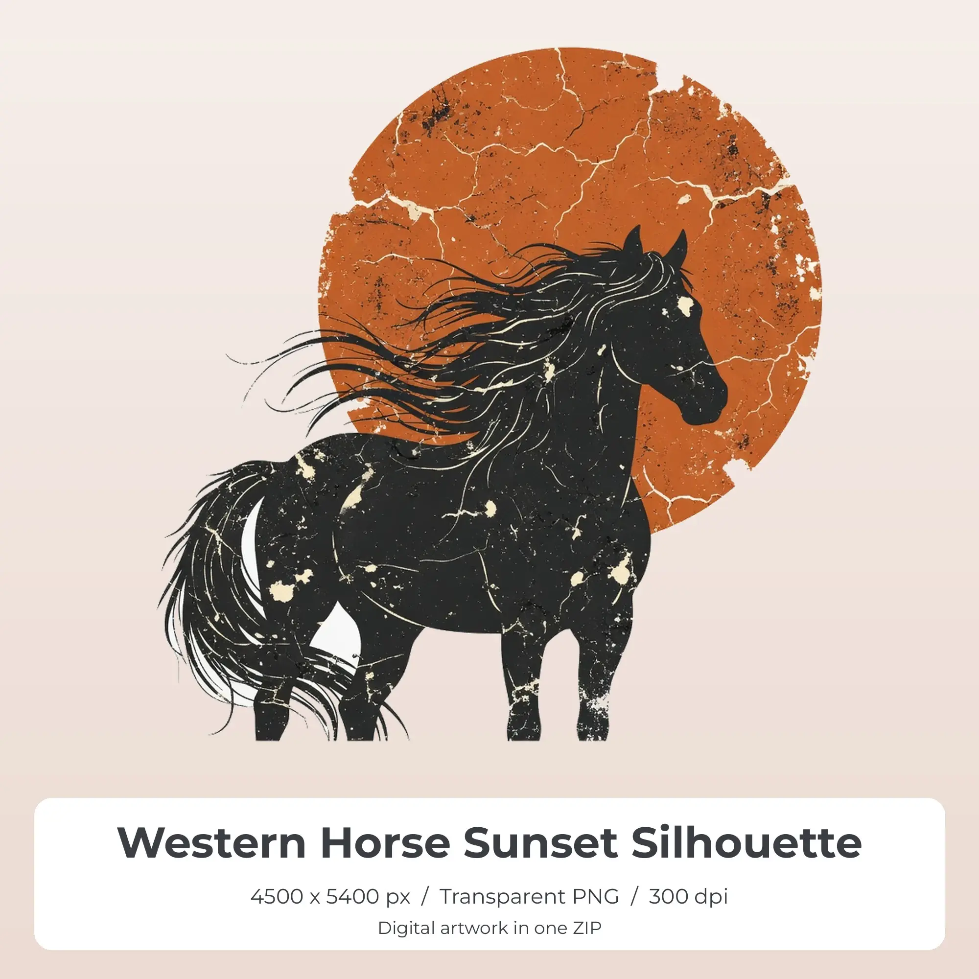 Western Horse Sunset Silhouette Sublimation Design PNG for Shirts preview