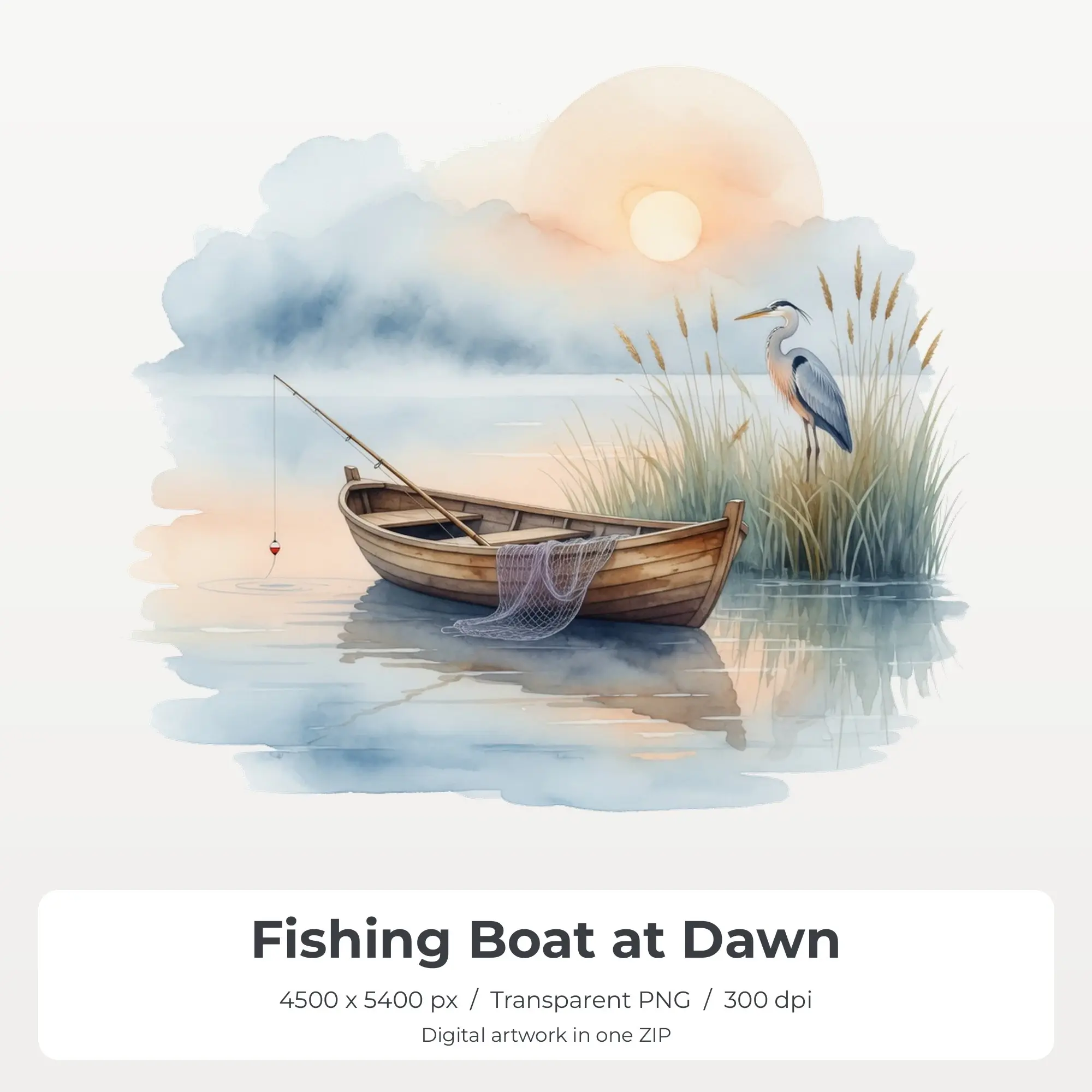 Fishing Boat at Dawn Sublimation PNG, T-Shirt Transfer Design preview