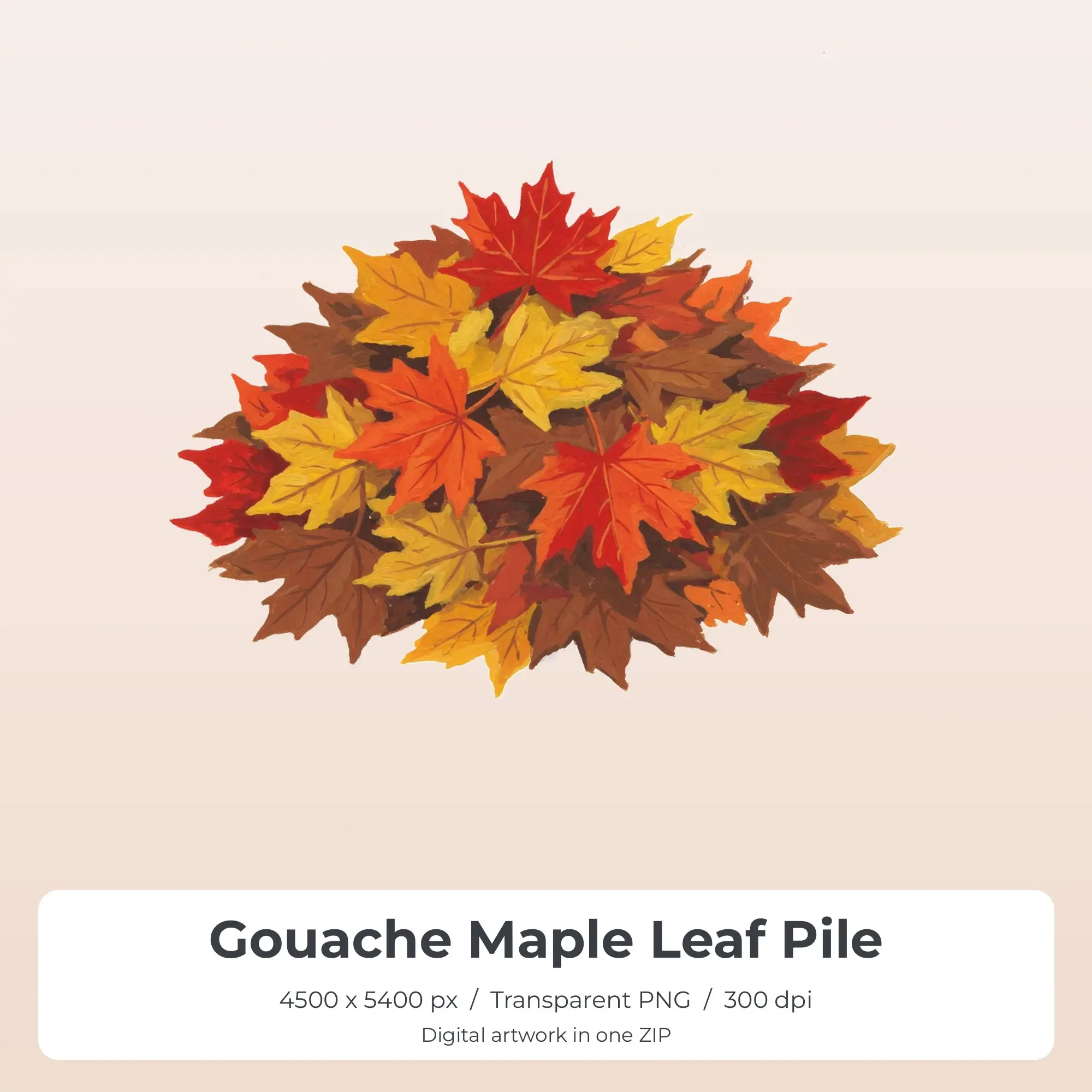 Gouache Maple Leaf Pile PNG - Shirt Sublimation Design preview