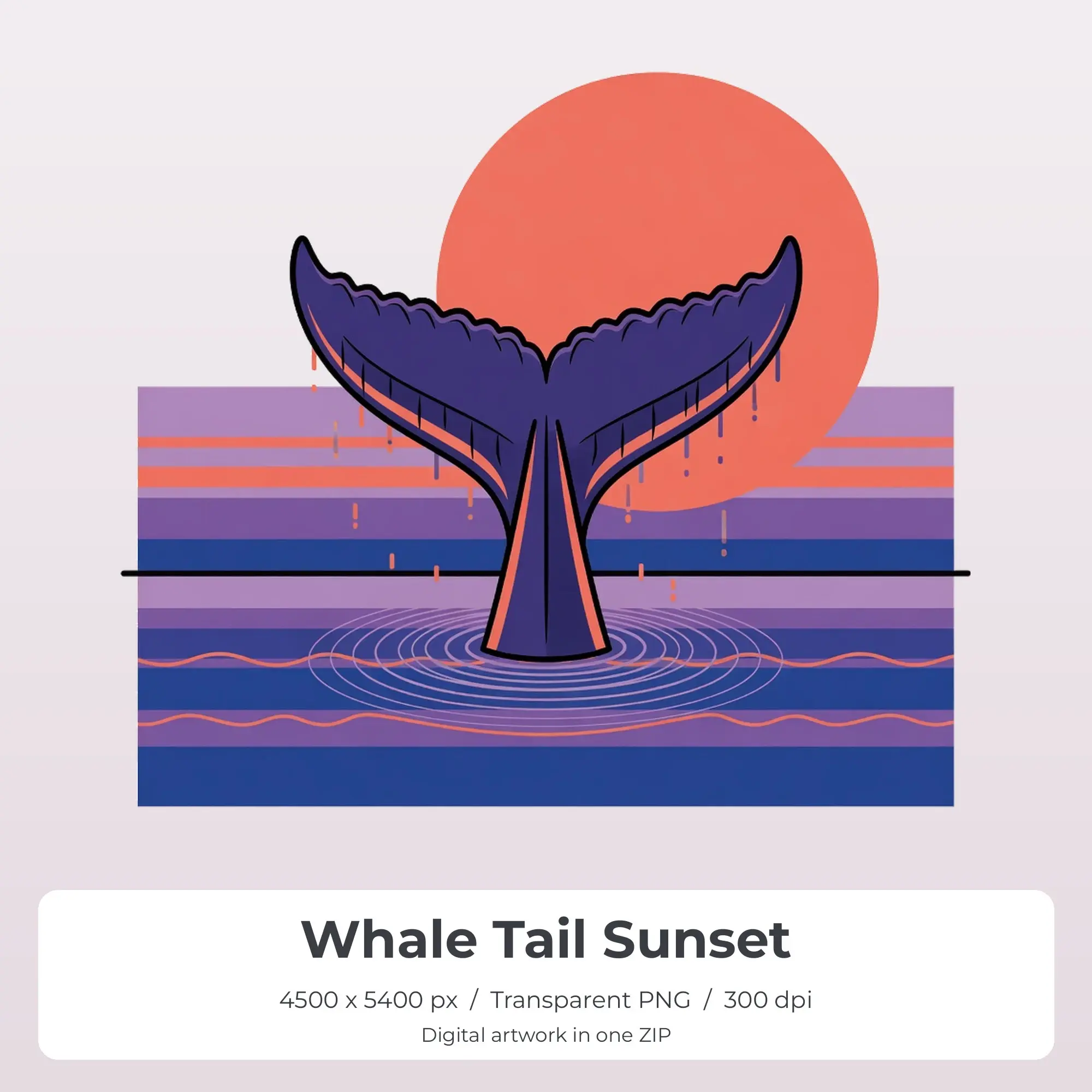 Whale Tail Sunset Sublimation Design PNG for Shirts preview