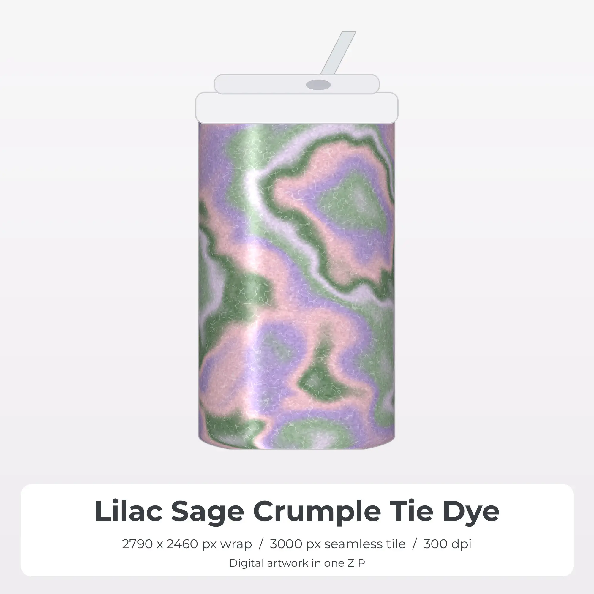Lilac Sage Crumple Tie Dye Tumbler Wrap PNG, 20oz Sublimation preview