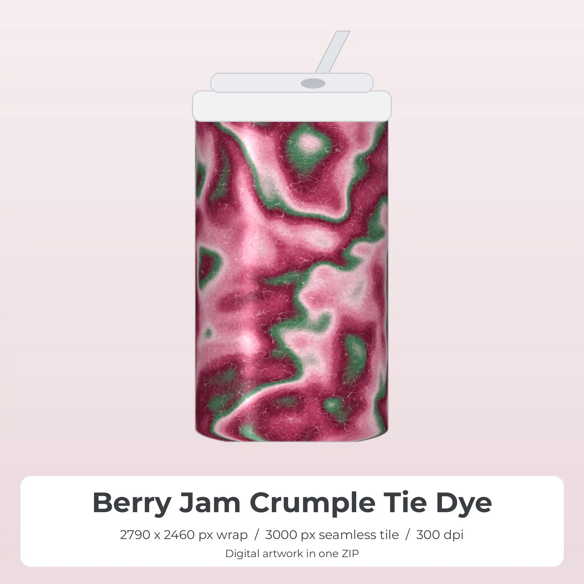 Berry Jam Crumple Tie Dye Tumbler Wrap PNG, 20oz Sublimation preview