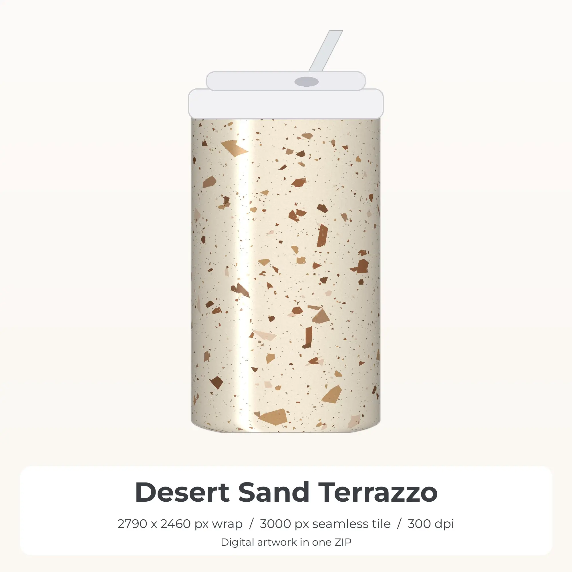 Desert Sand Terrazzo Tumbler Wrap PNG, 20oz Sublimation preview