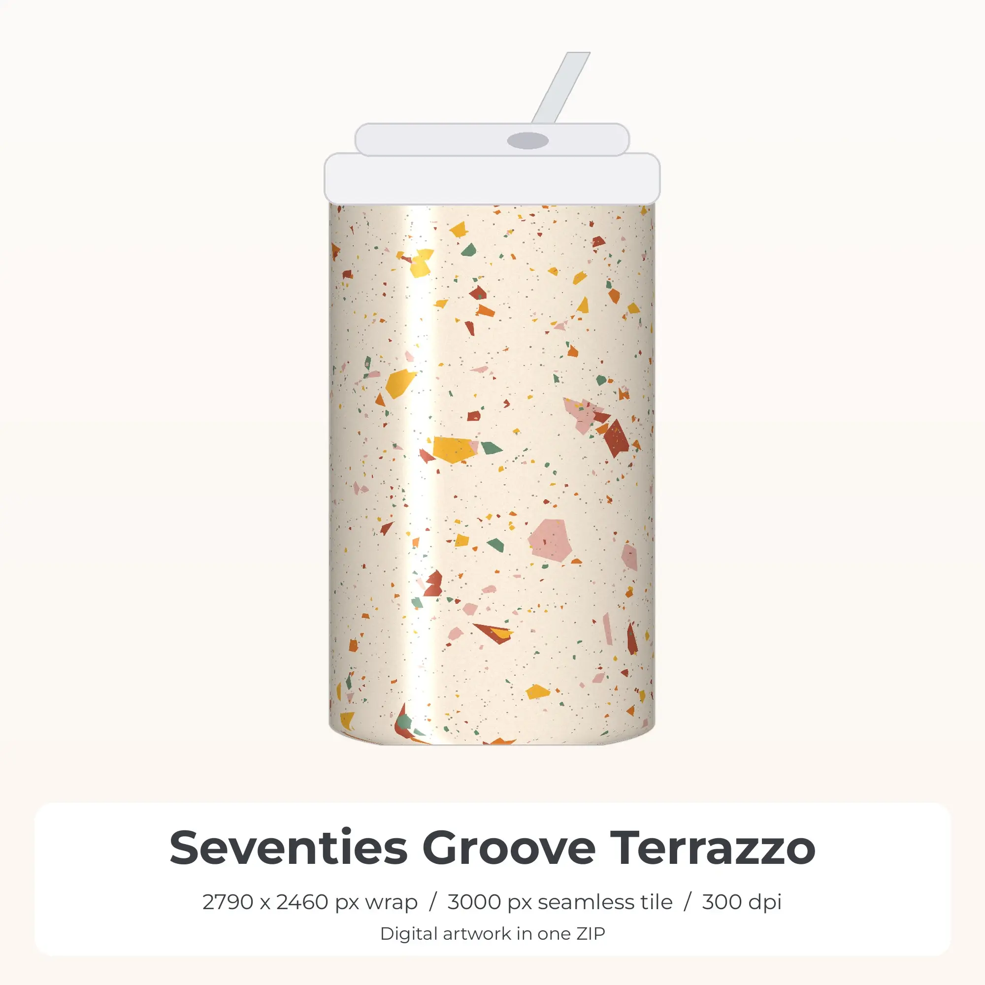 Seventies Groove Terrazzo Tumbler Wrap PNG, 20oz Sublimation preview
