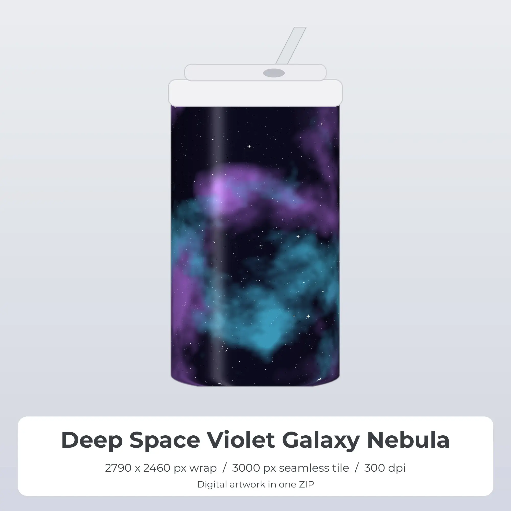 Deep Space Violet Galaxy Nebula Tumbler Wrap PNG, 20oz Sublimation preview