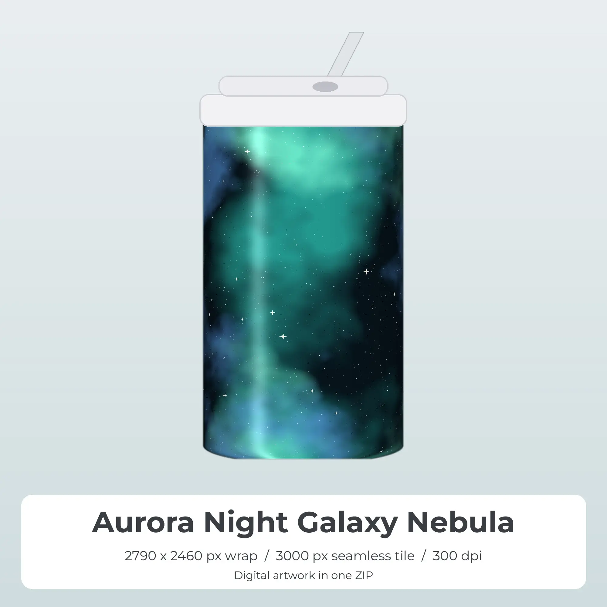Aurora Night Galaxy Nebula Tumbler Wrap PNG, 20oz Sublimation preview