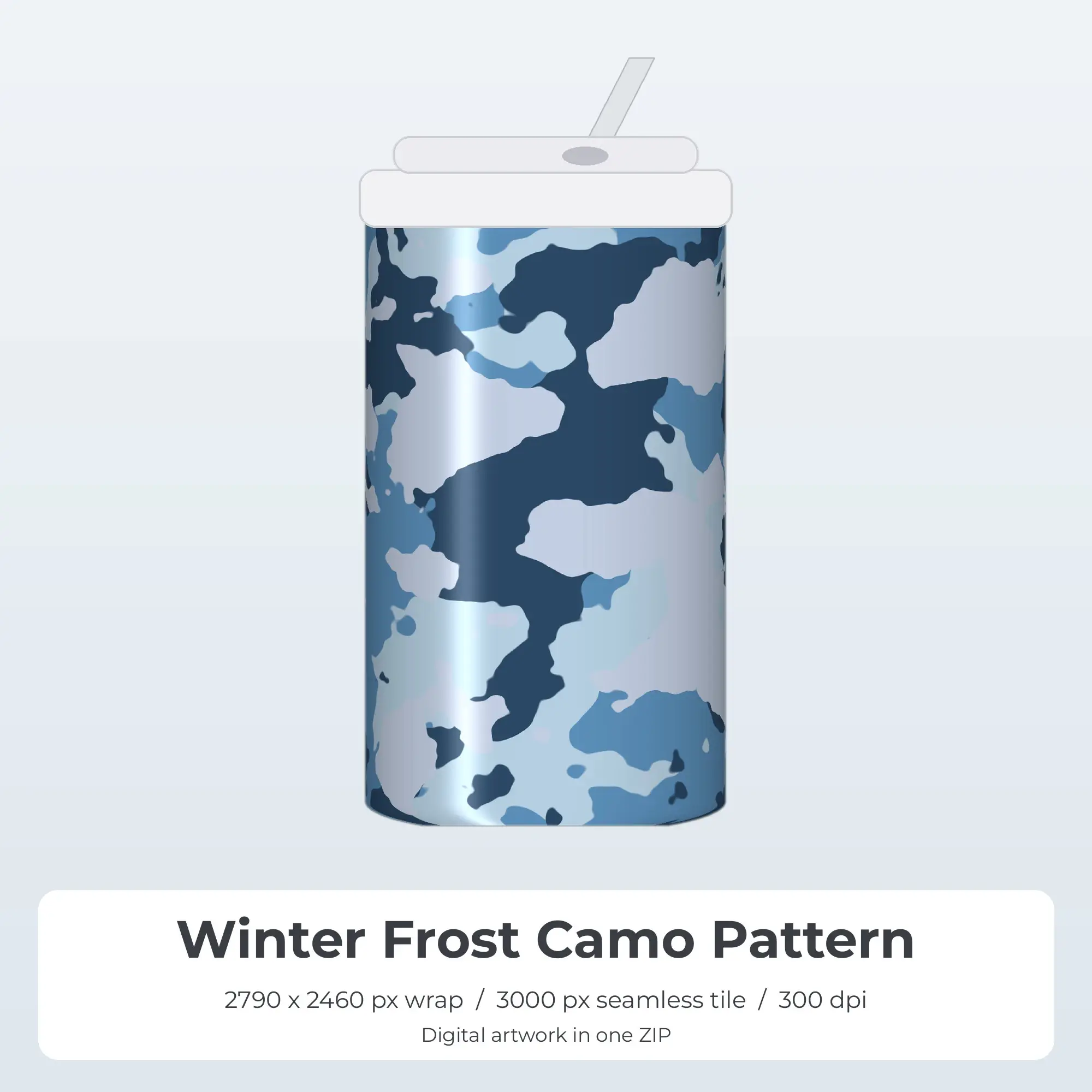 Winter Frost Camo Pattern Tumbler Wrap PNG, 20oz Sublimation preview