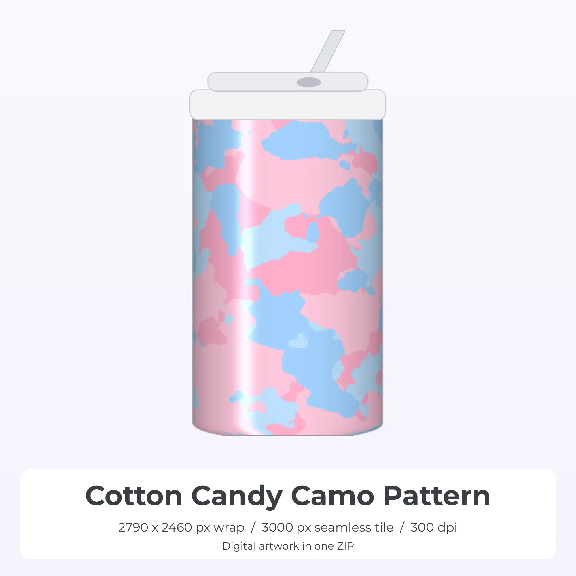 Cotton Candy Camo Pattern Tumbler Wrap PNG, 20oz Sublimation preview