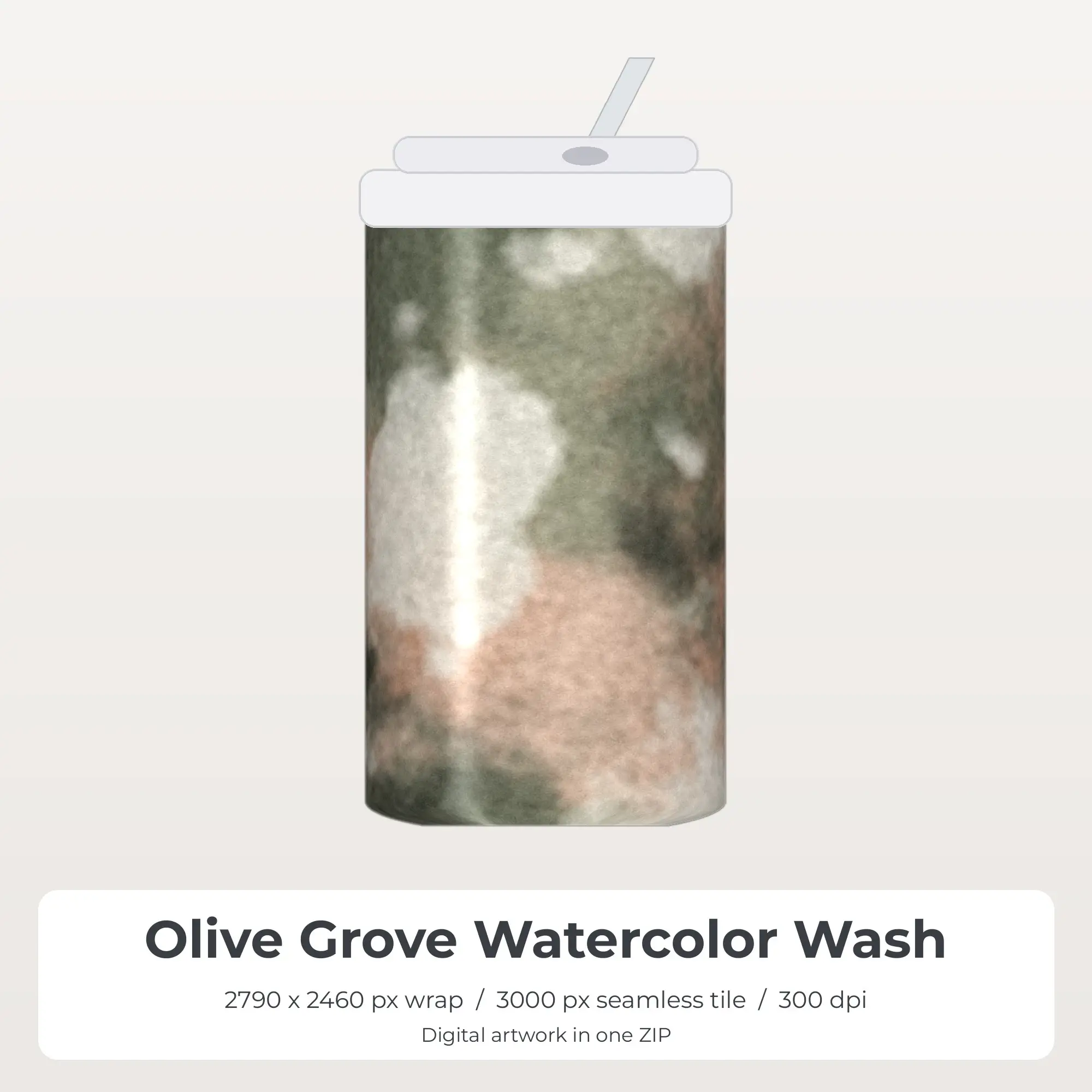Olive Grove Watercolor Wash Tumbler Wrap PNG, 20oz Sublimation preview