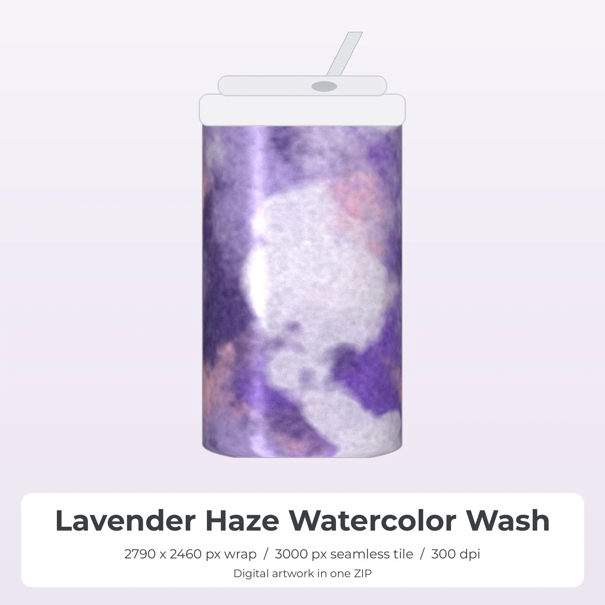 Lavender Haze Watercolor Wash Tumbler Wrap PNG, 20oz Sublimation preview