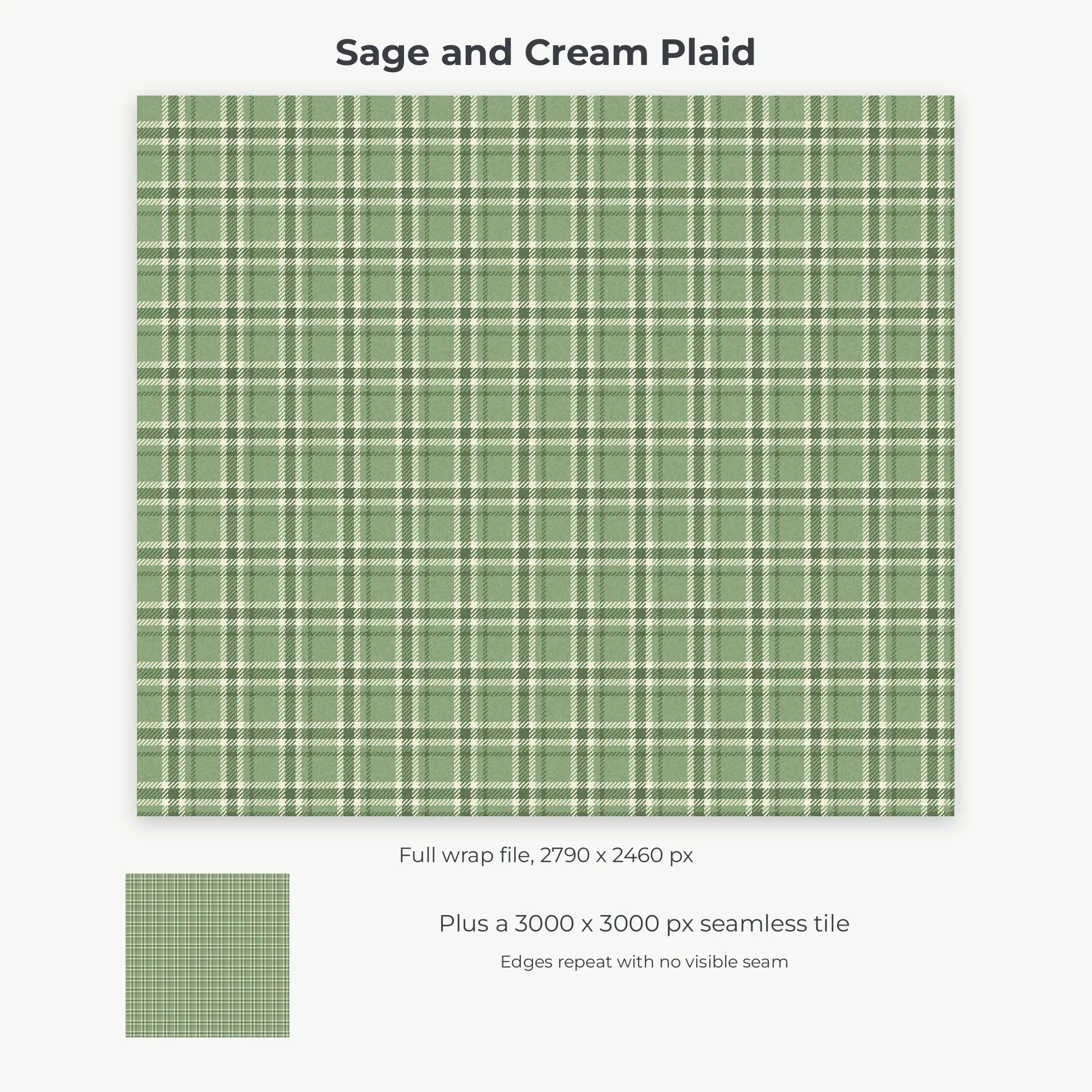 Sage and Cream Plaid Tumbler Wrap PNG, 20oz Sublimation, preview 2 of 2