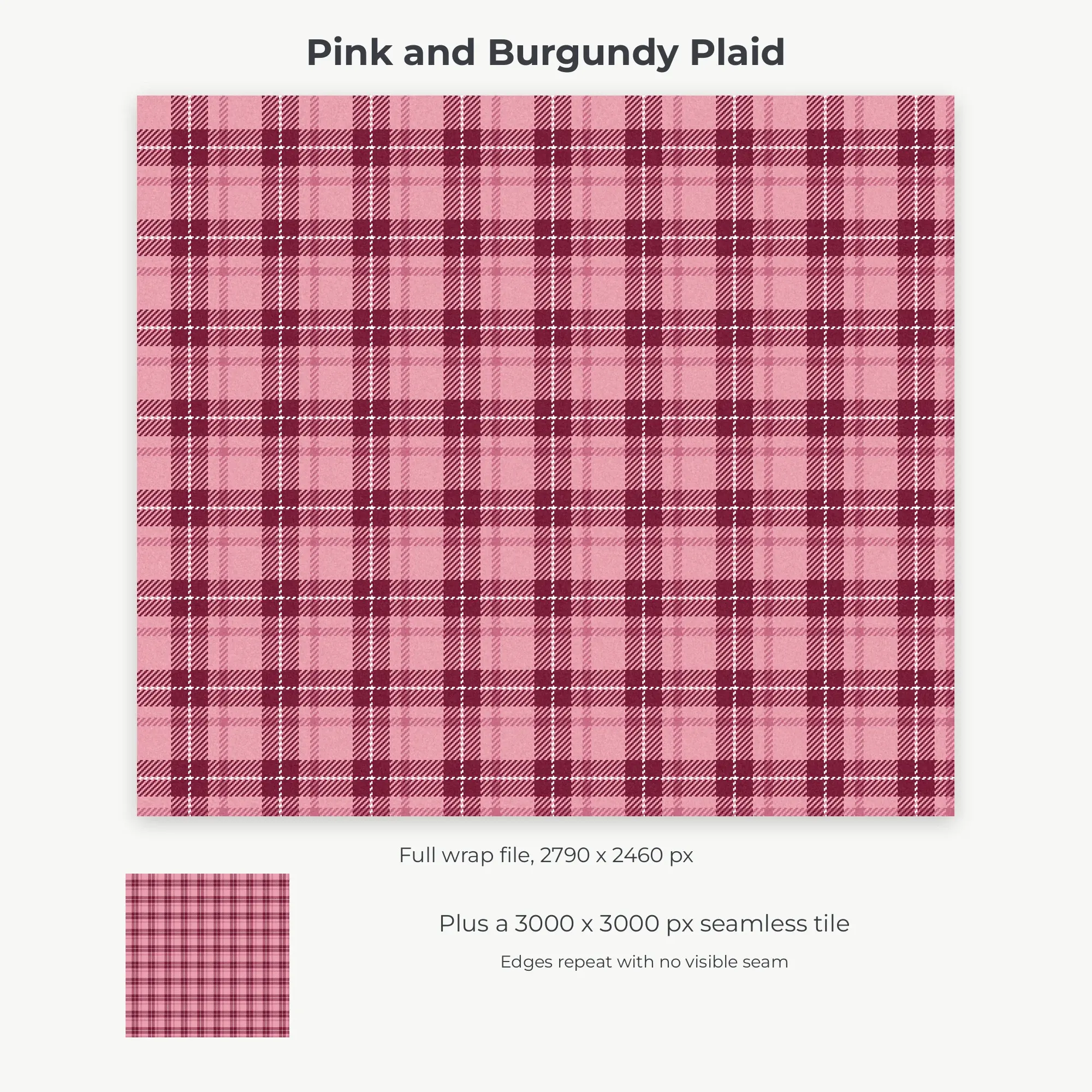 Pink and Burgundy Plaid Tumbler Wrap PNG, 20oz Sublimation, preview 2 of 2