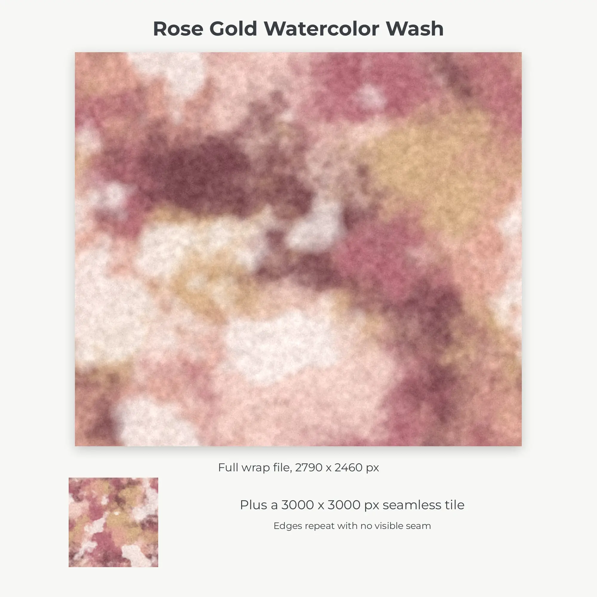 Rose Gold Watercolor Wash Tumbler Wrap PNG, 20oz Sublimation, preview 2 of 2