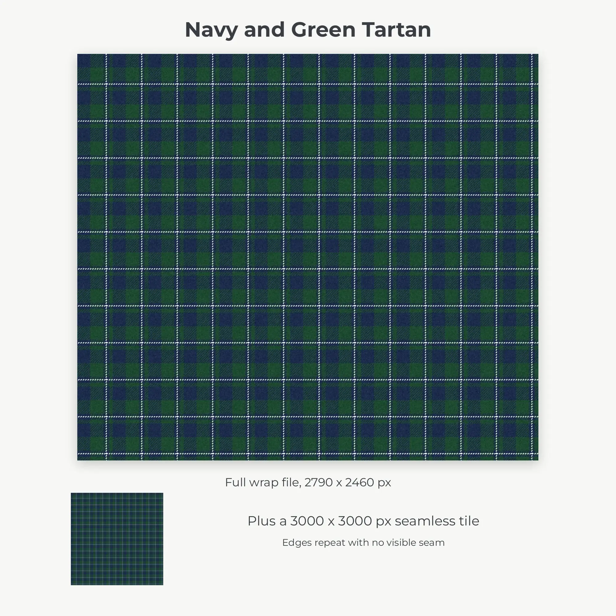 Navy and Green Tartan Tumbler Wrap PNG, 20oz Sublimation, preview 2 of 2