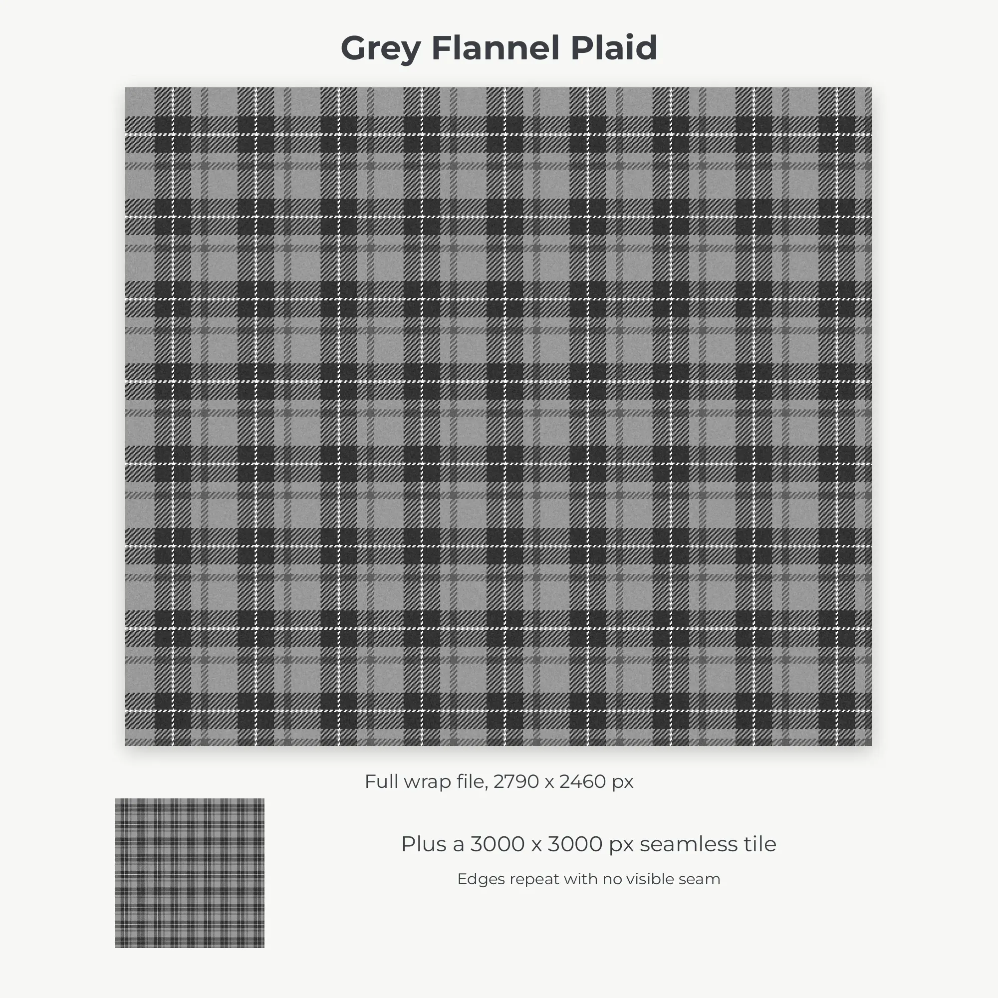 Grey Flannel Plaid Tumbler Wrap PNG, 20oz Sublimation, preview 2 of 2