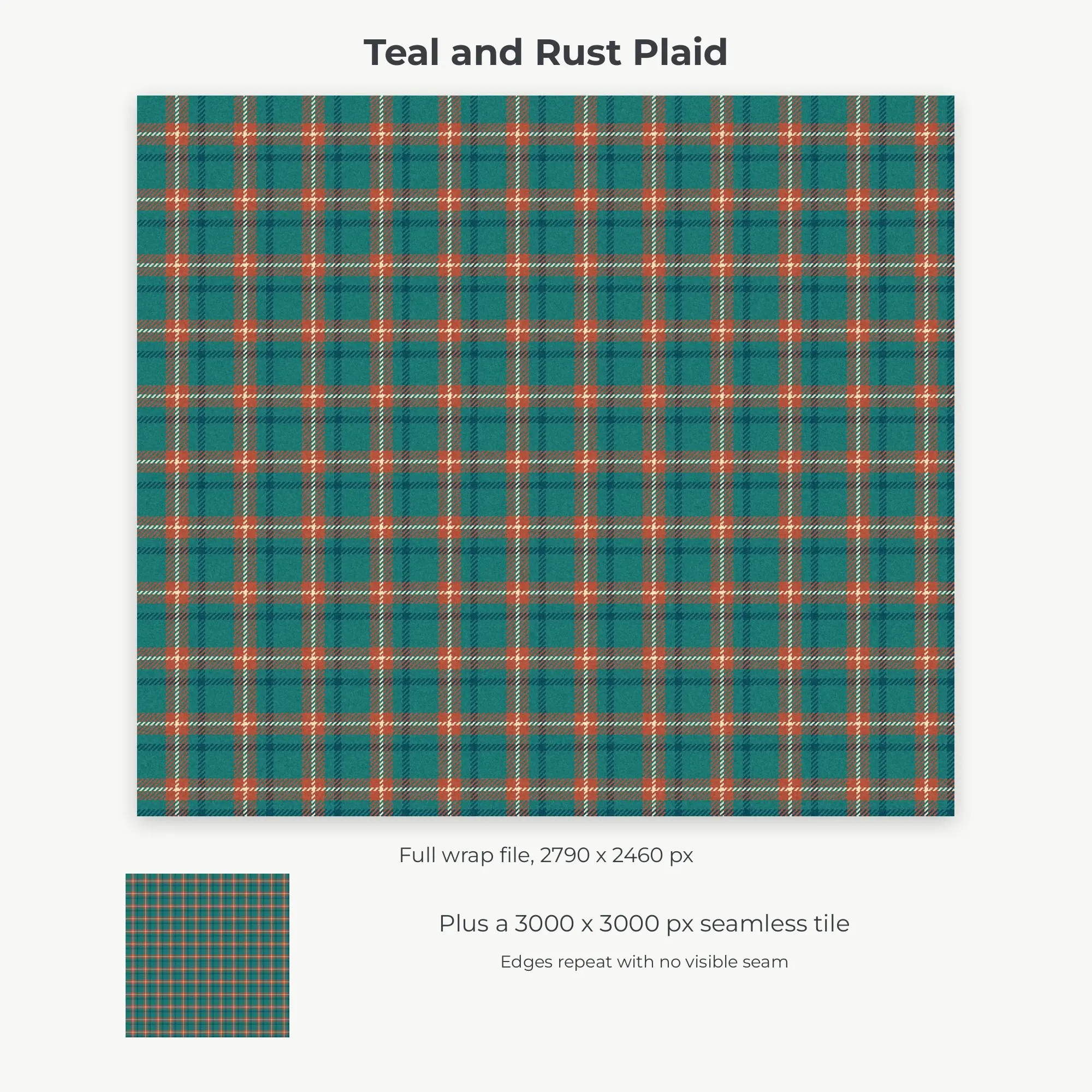 Teal and Rust Plaid Tumbler Wrap PNG, 20oz Sublimation, preview 2 of 2