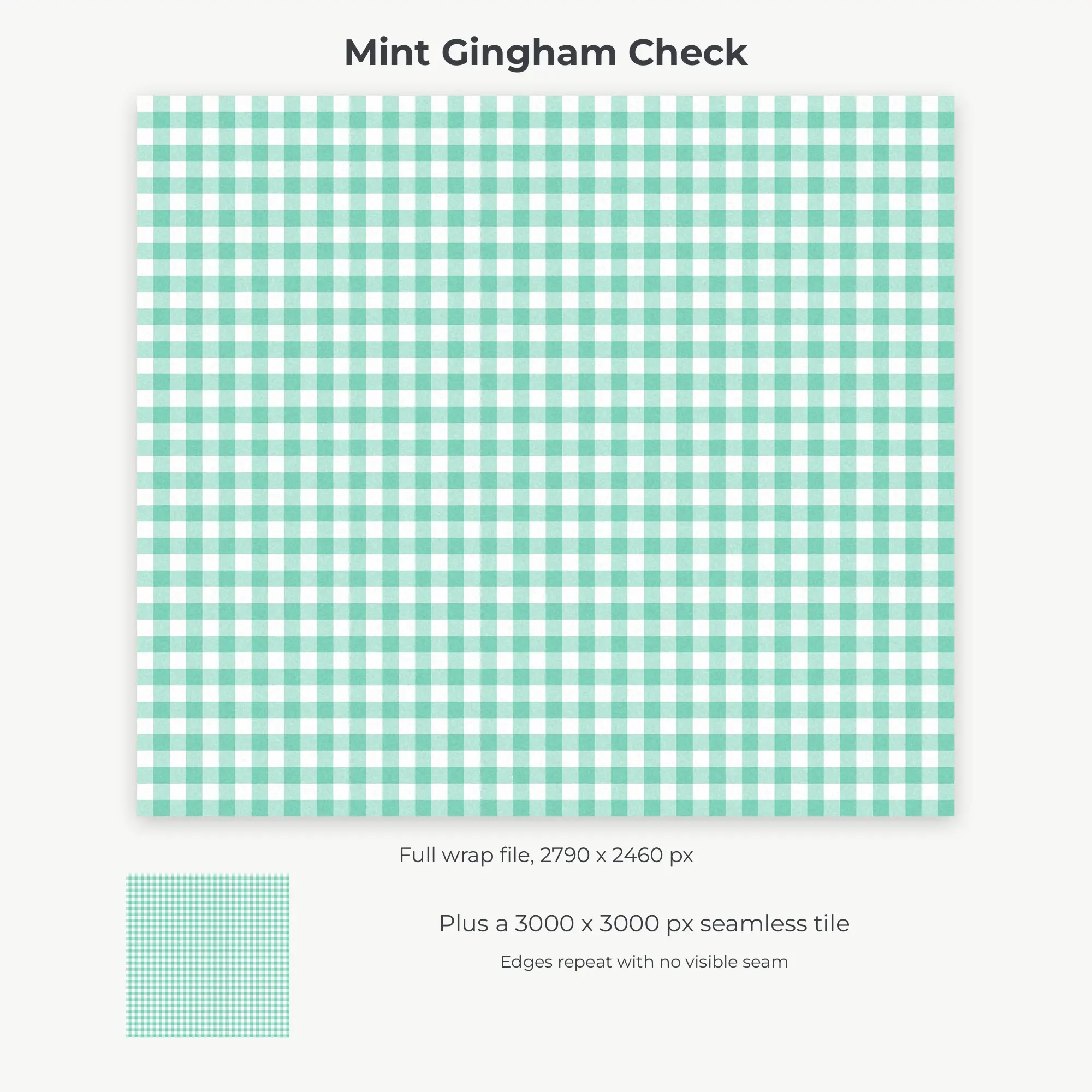 Mint Gingham Check Tumbler Wrap PNG, 20oz Sublimation, preview 2 of 2