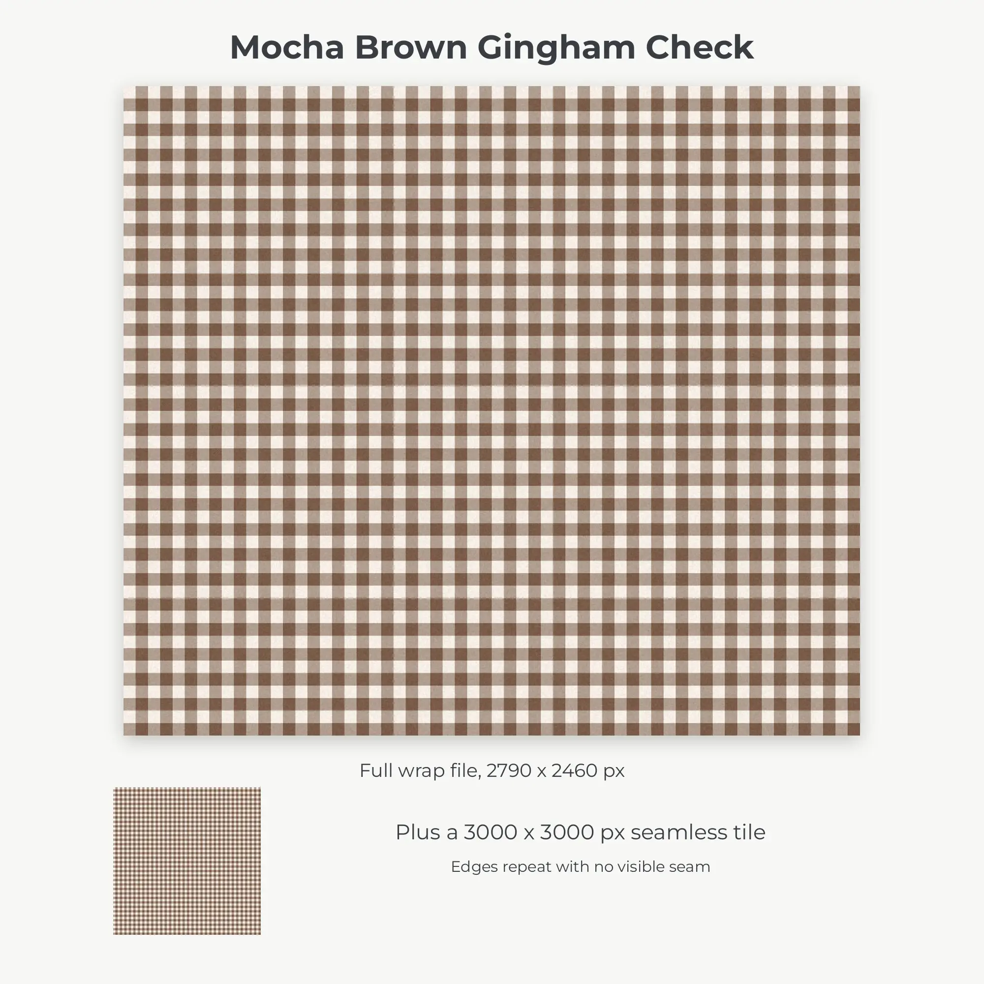 Mocha Brown Gingham Check Tumbler Wrap PNG, 20oz Sublimation, preview 2 of 2