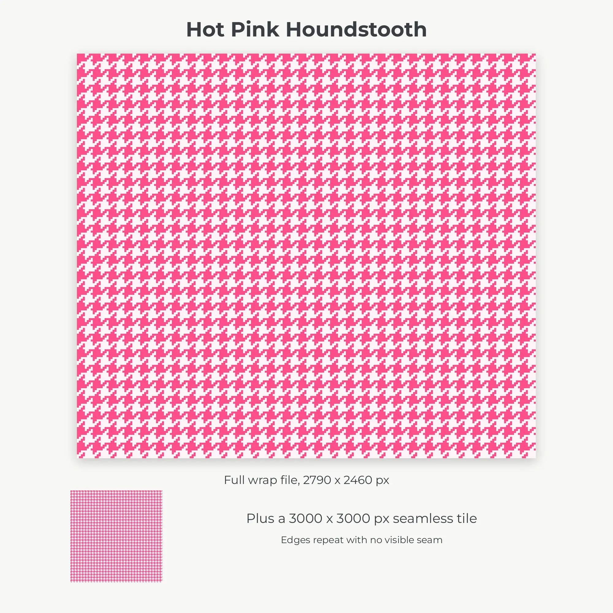 Hot Pink Houndstooth Tumbler Wrap PNG, 20oz Sublimation, preview 2 of 2