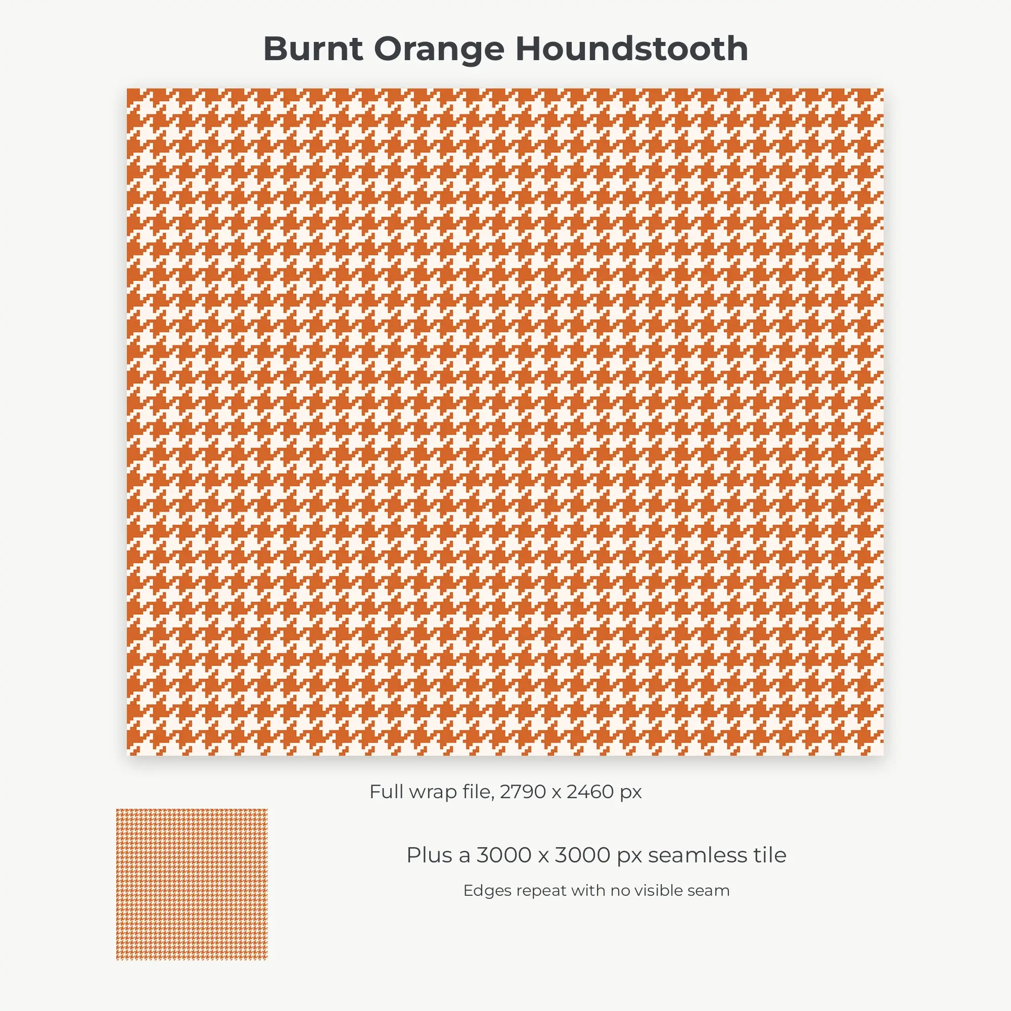 Burnt Orange Houndstooth Tumbler Wrap PNG, 20oz Sublimation, preview 2 of 2