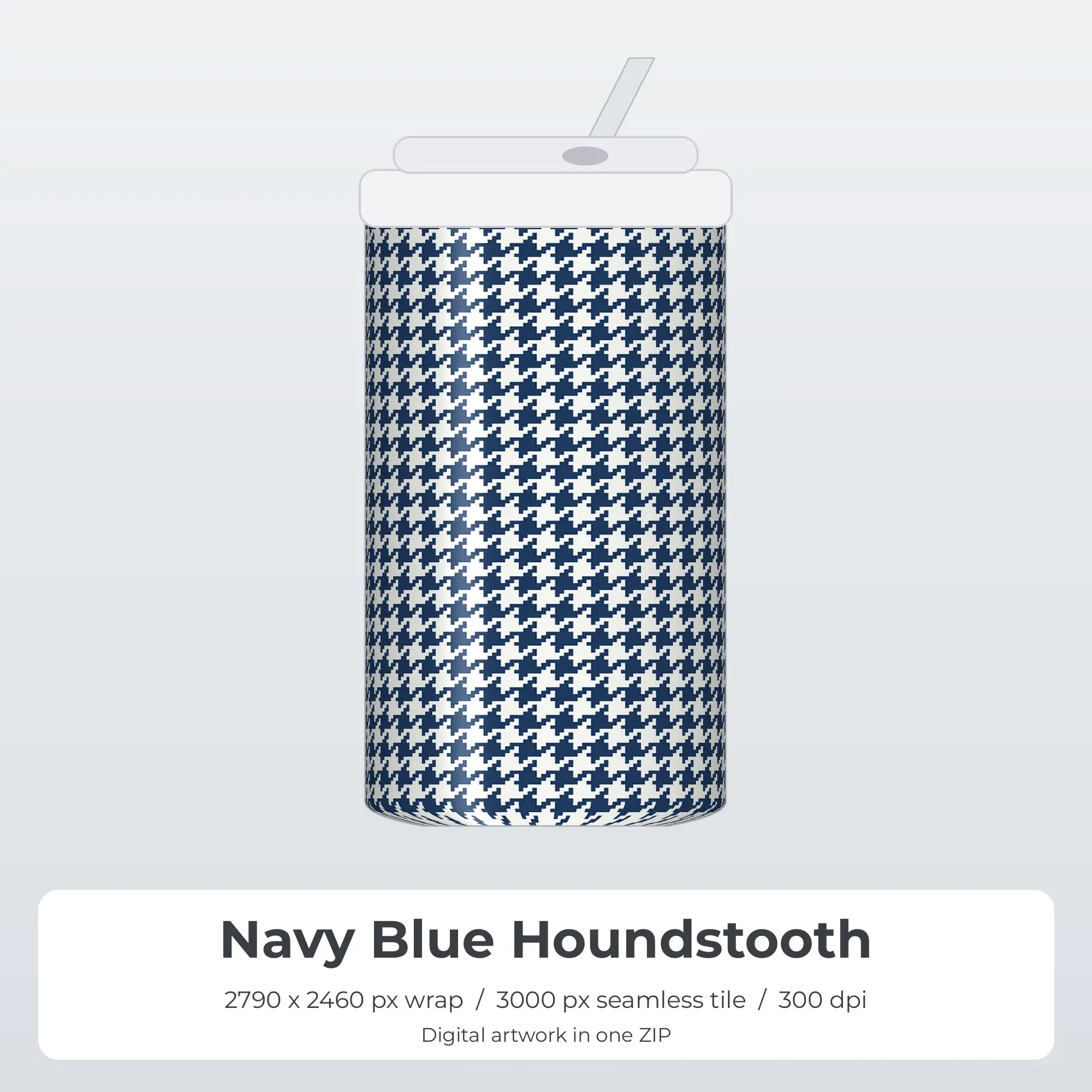 Navy Blue Houndstooth Tumbler Wrap PNG, 20oz Sublimation preview