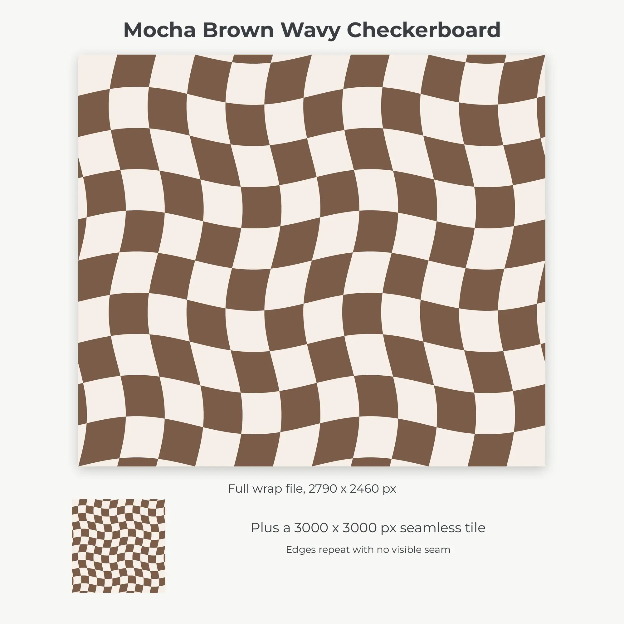 Mocha Brown Wavy Checkerboard Tumbler Wrap PNG, 20oz Sublimation, preview 2 of 2
