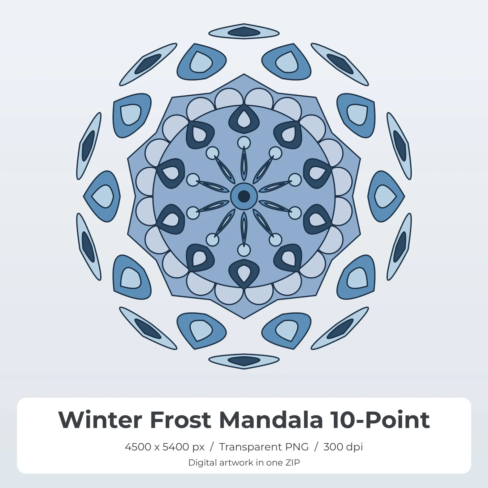 Winter Frost Mandala 10-Point Sublimation PNG for Shirts, preview 1 of 2