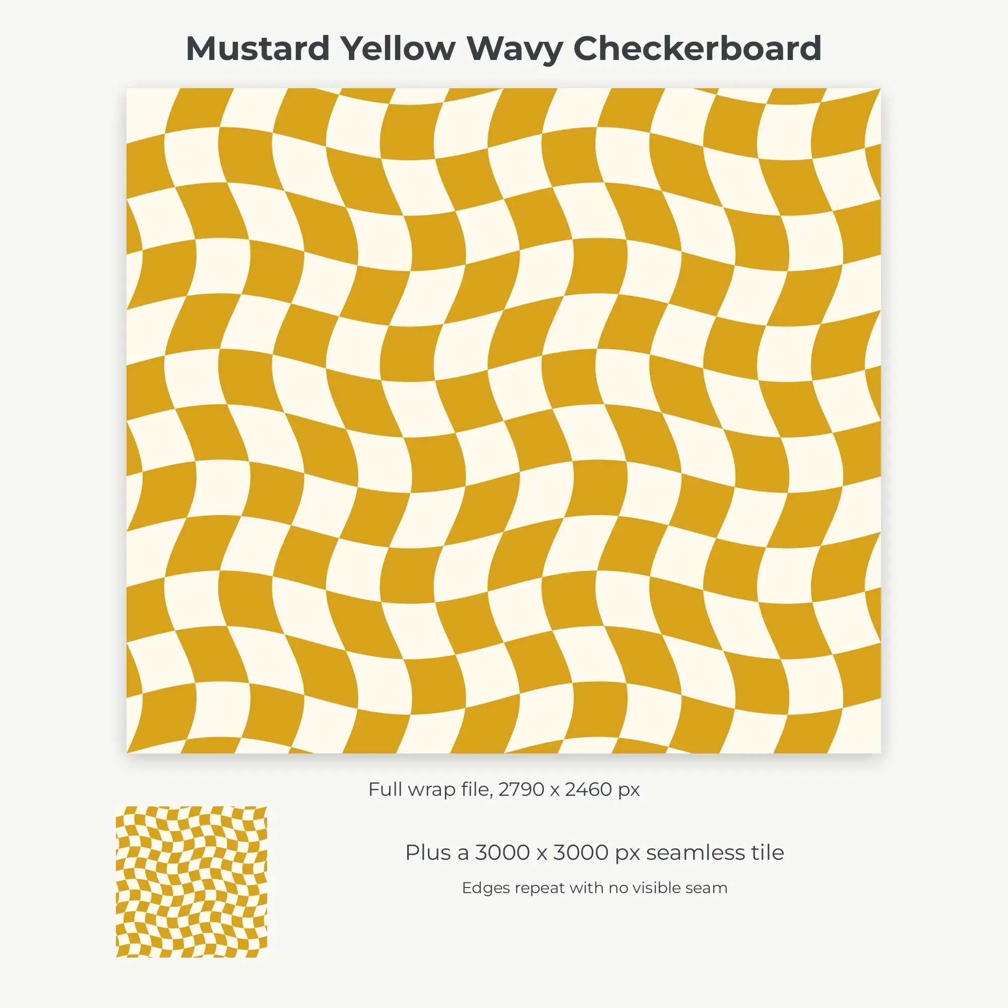 Mustard Yellow Wavy Checkerboard Tumbler Wrap PNG, 20oz Sublimation, preview 2 of 2