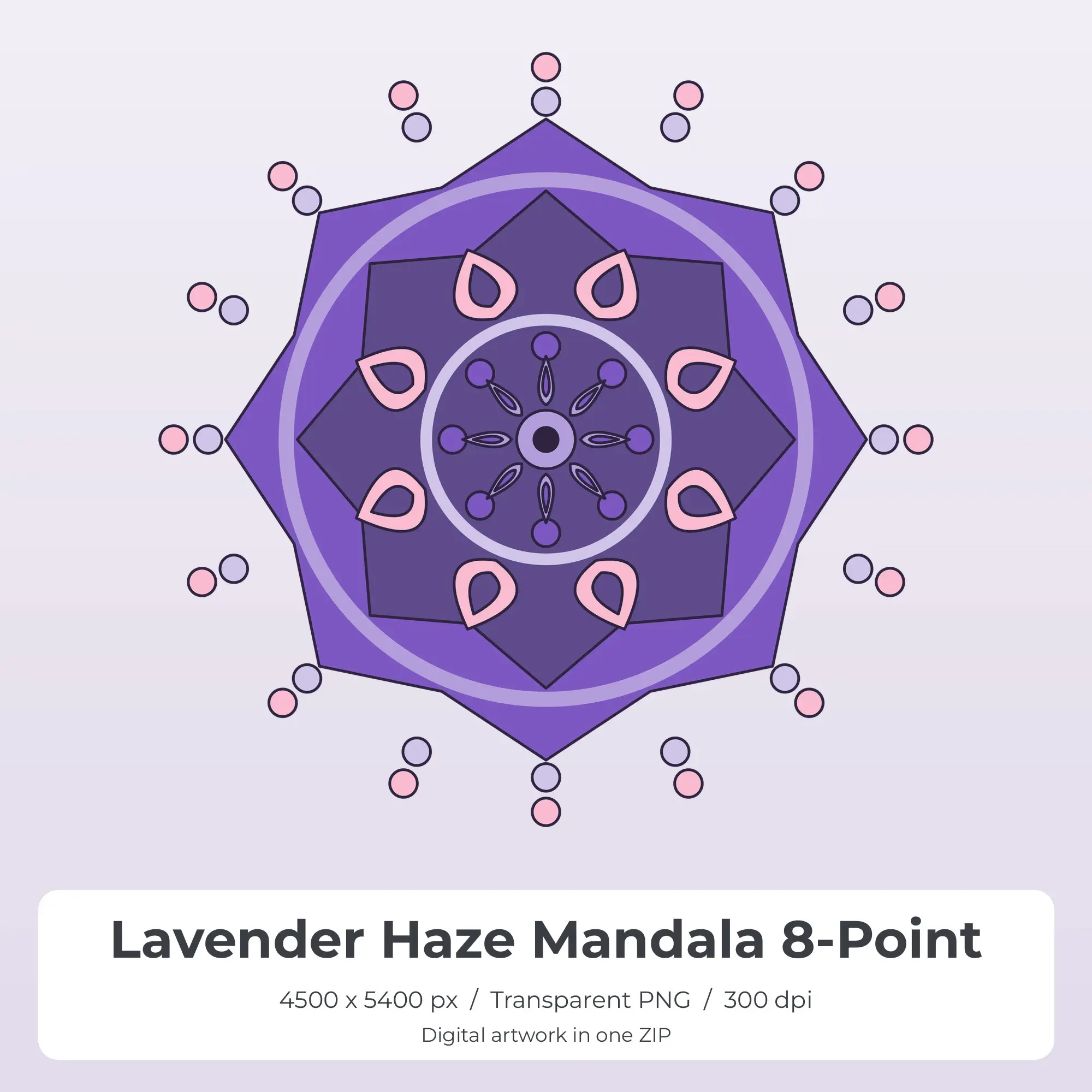 Lavender Haze Mandala 8-Point Sublimation PNG for Shirts preview