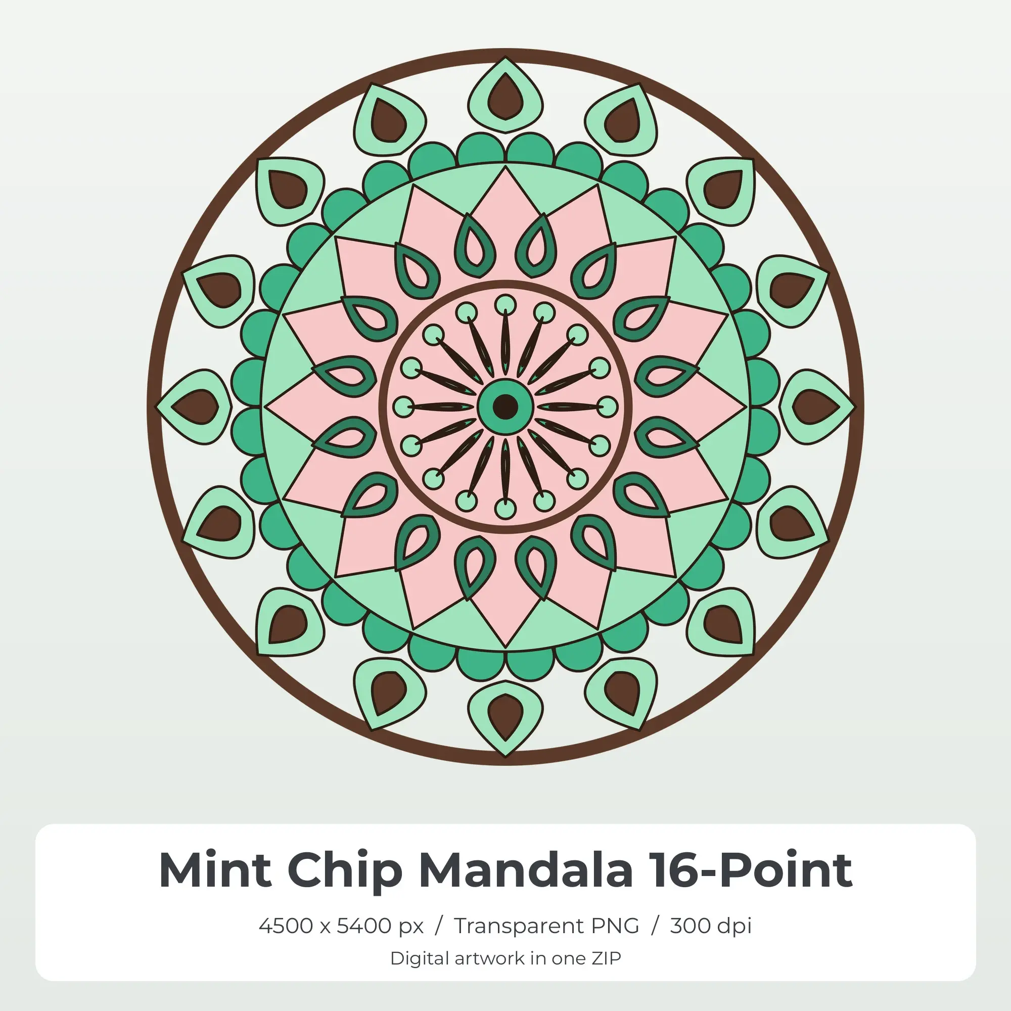 Mint Chip Mandala 16-Point Sublimation PNG for Shirts preview
