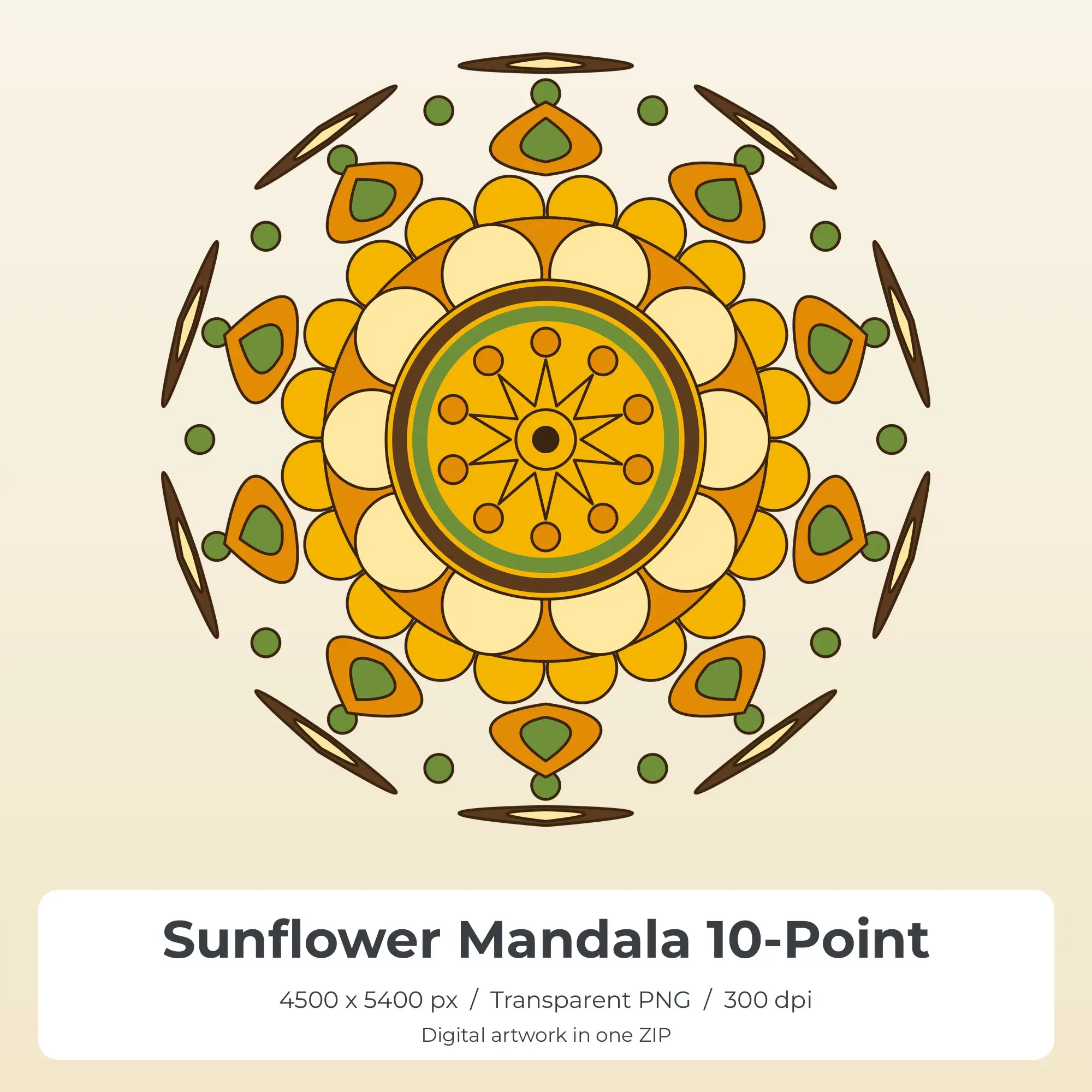 Sunflower Mandala 10-Point Sublimation PNG for Shirts preview