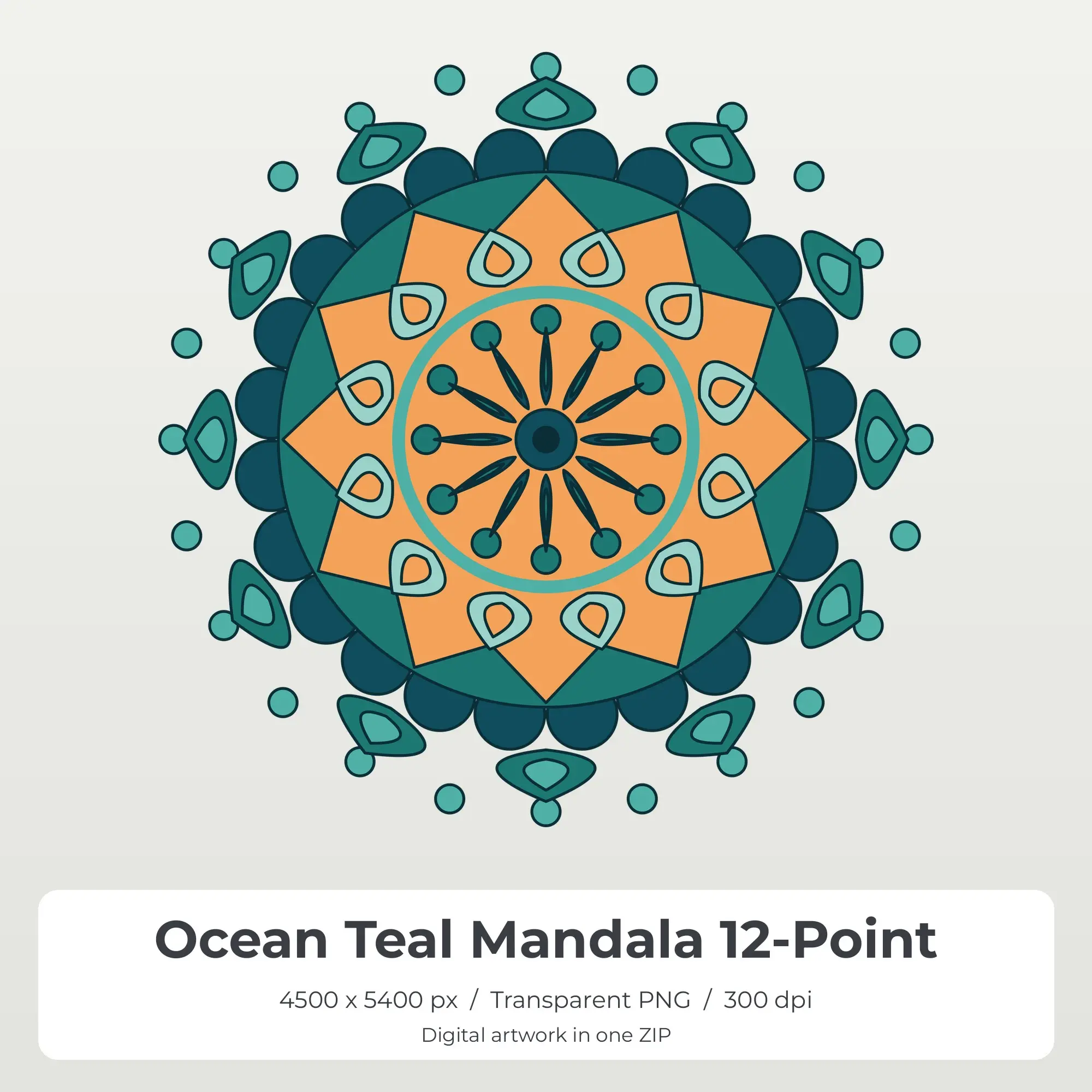 Ocean Teal Mandala 12-Point Sublimation PNG for Shirts preview
