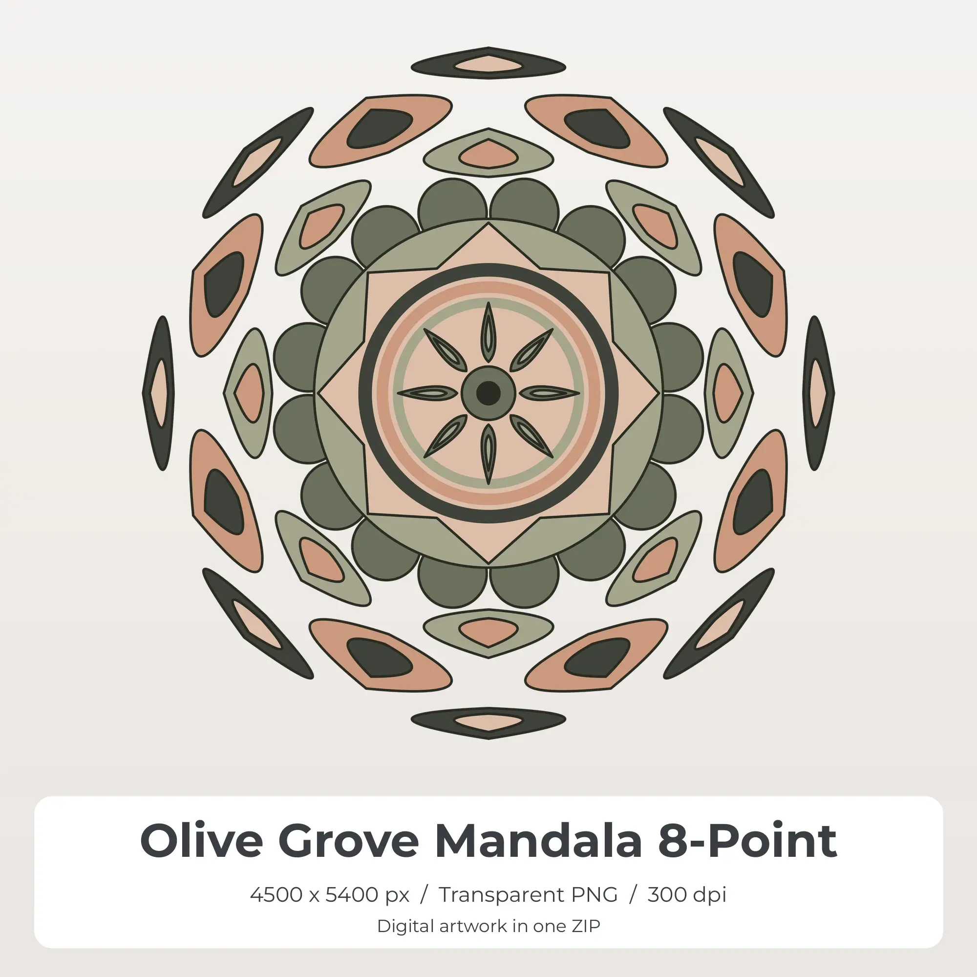 Olive Grove Mandala 8-Point Sublimation PNG for Shirts preview