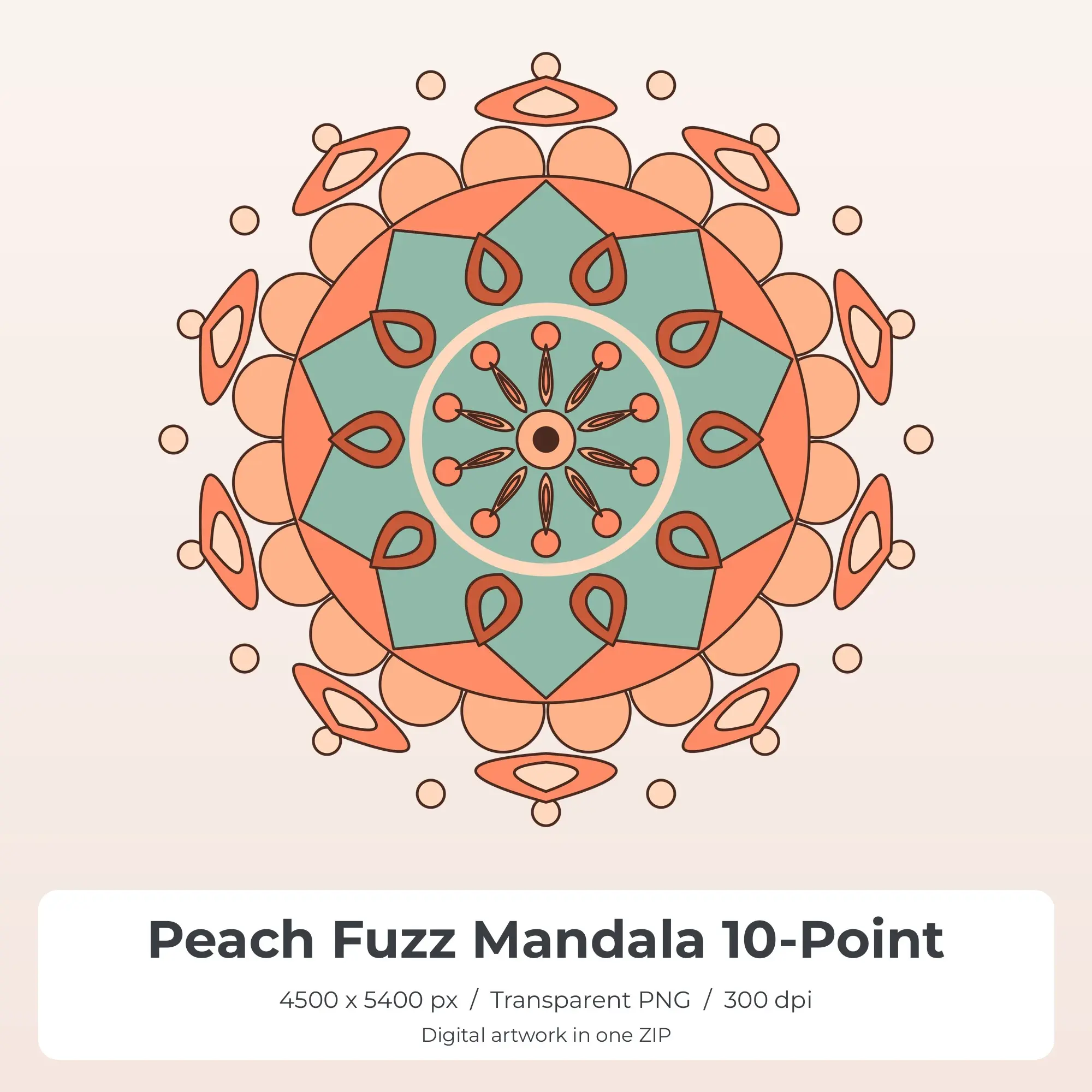 Peach Fuzz Mandala 10-Point Sublimation PNG for Shirts preview