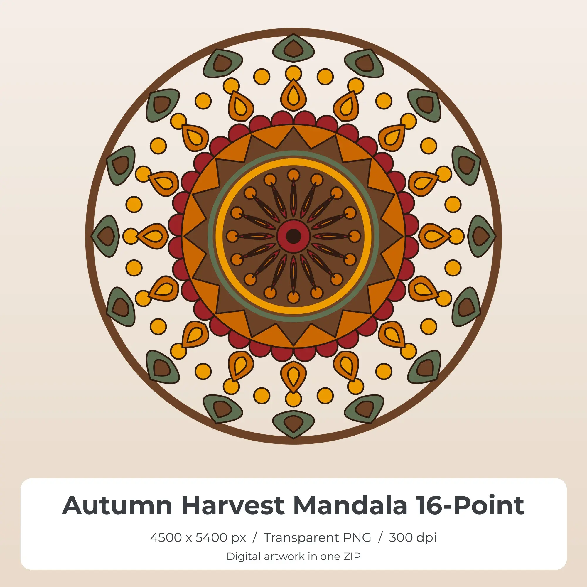 Autumn Harvest Mandala 16-Point Sublimation PNG for Shirts preview