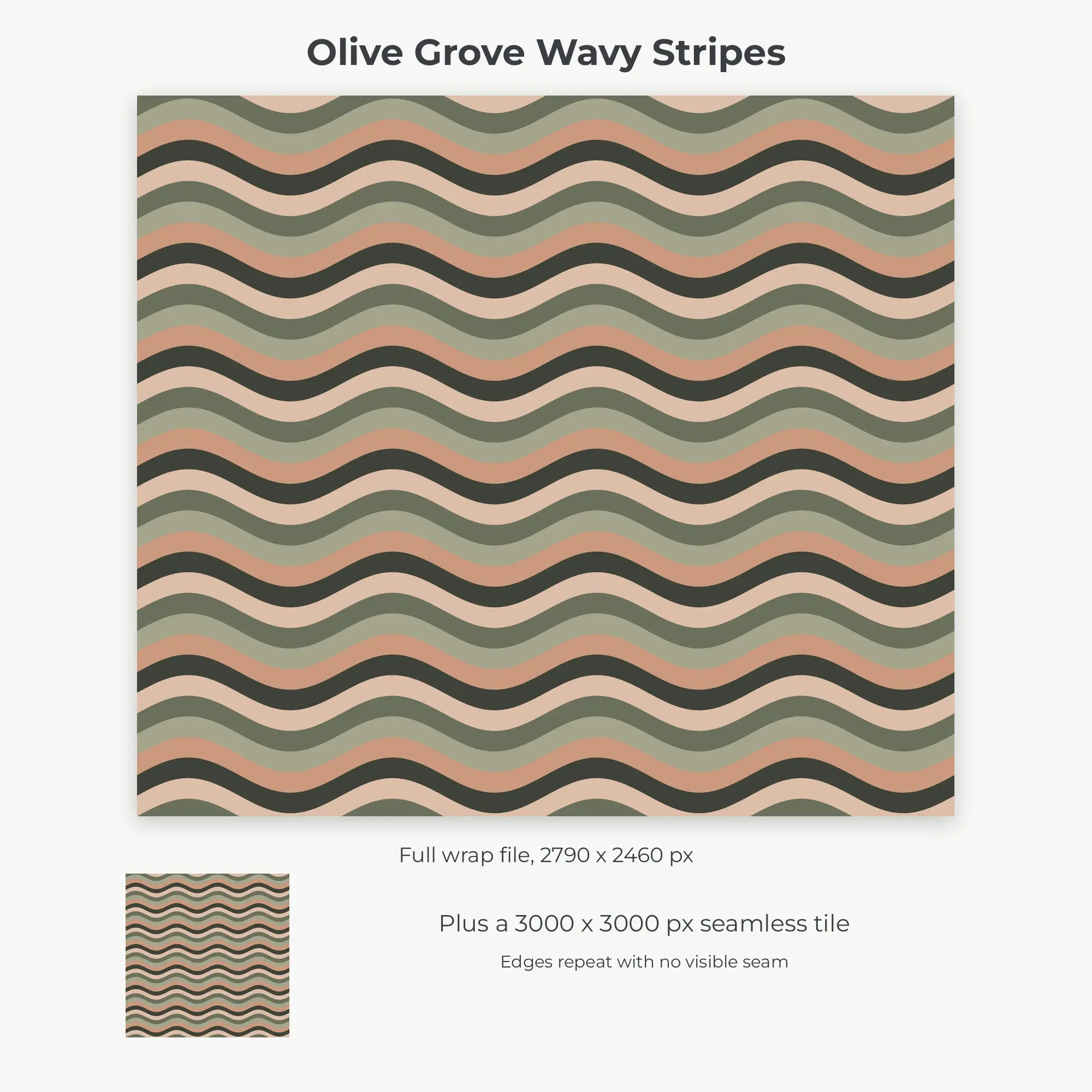 Olive Grove Wavy Stripes Tumbler Wrap PNG, 20oz Sublimation, preview 2 of 2