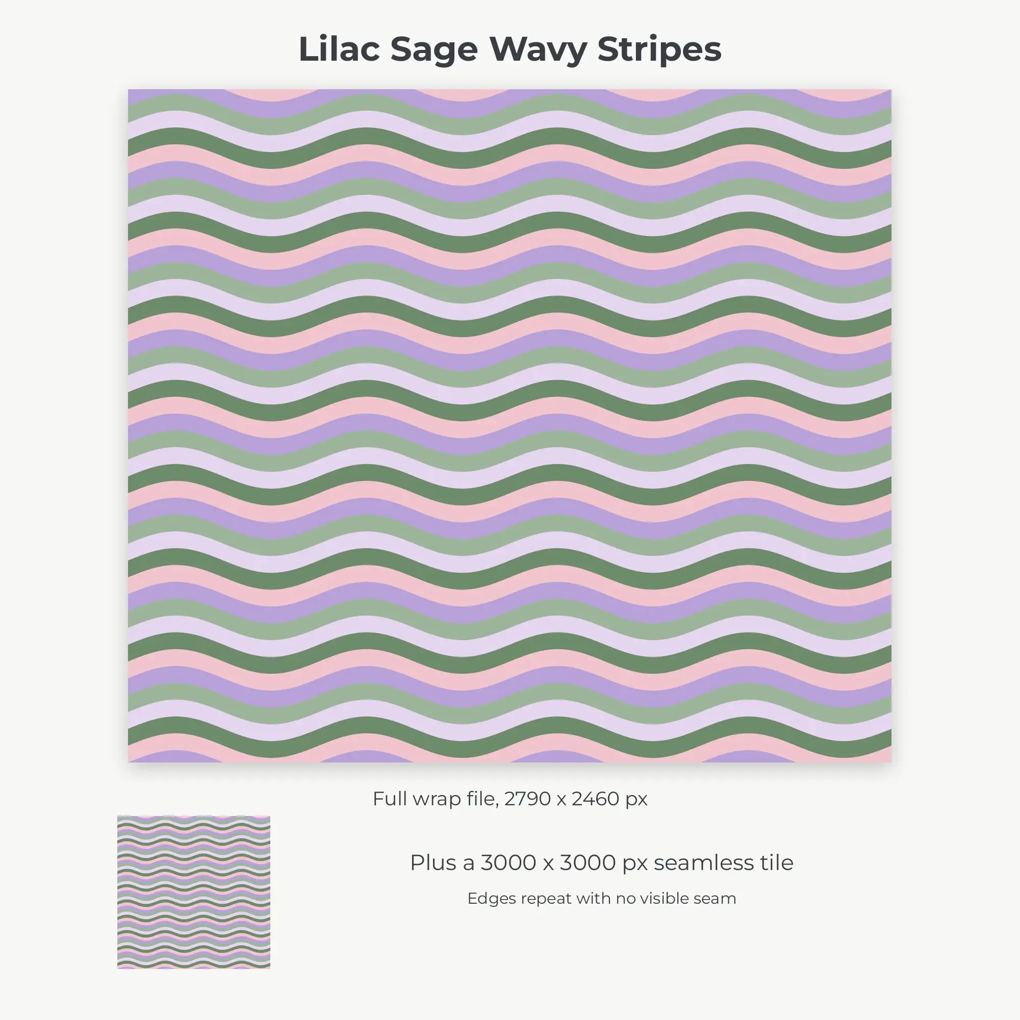 Lilac Sage Wavy Stripes Tumbler Wrap PNG, 20oz Sublimation, preview 2 of 2