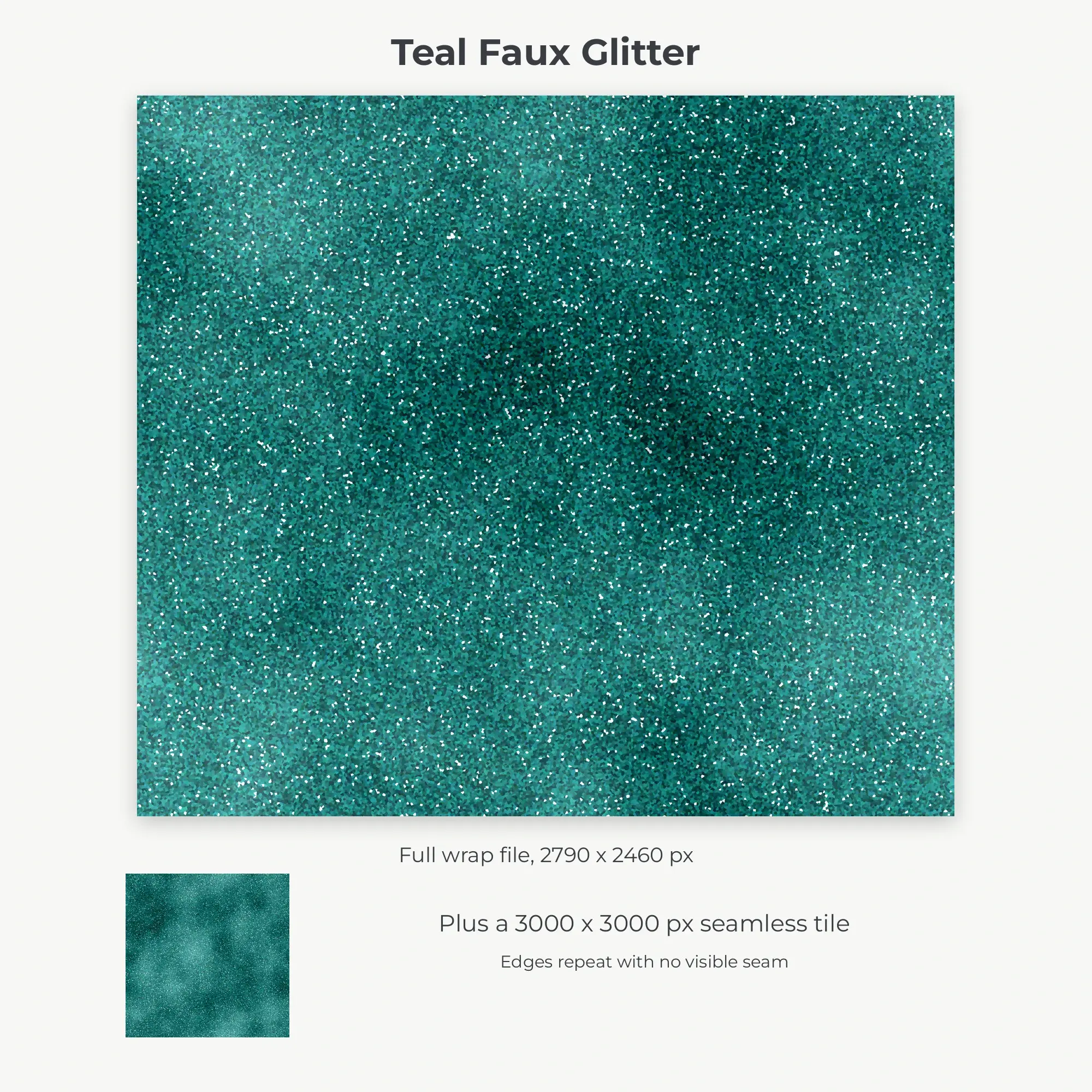 Teal Faux Glitter Tumbler Wrap PNG, 20oz Sublimation, preview 2 of 2