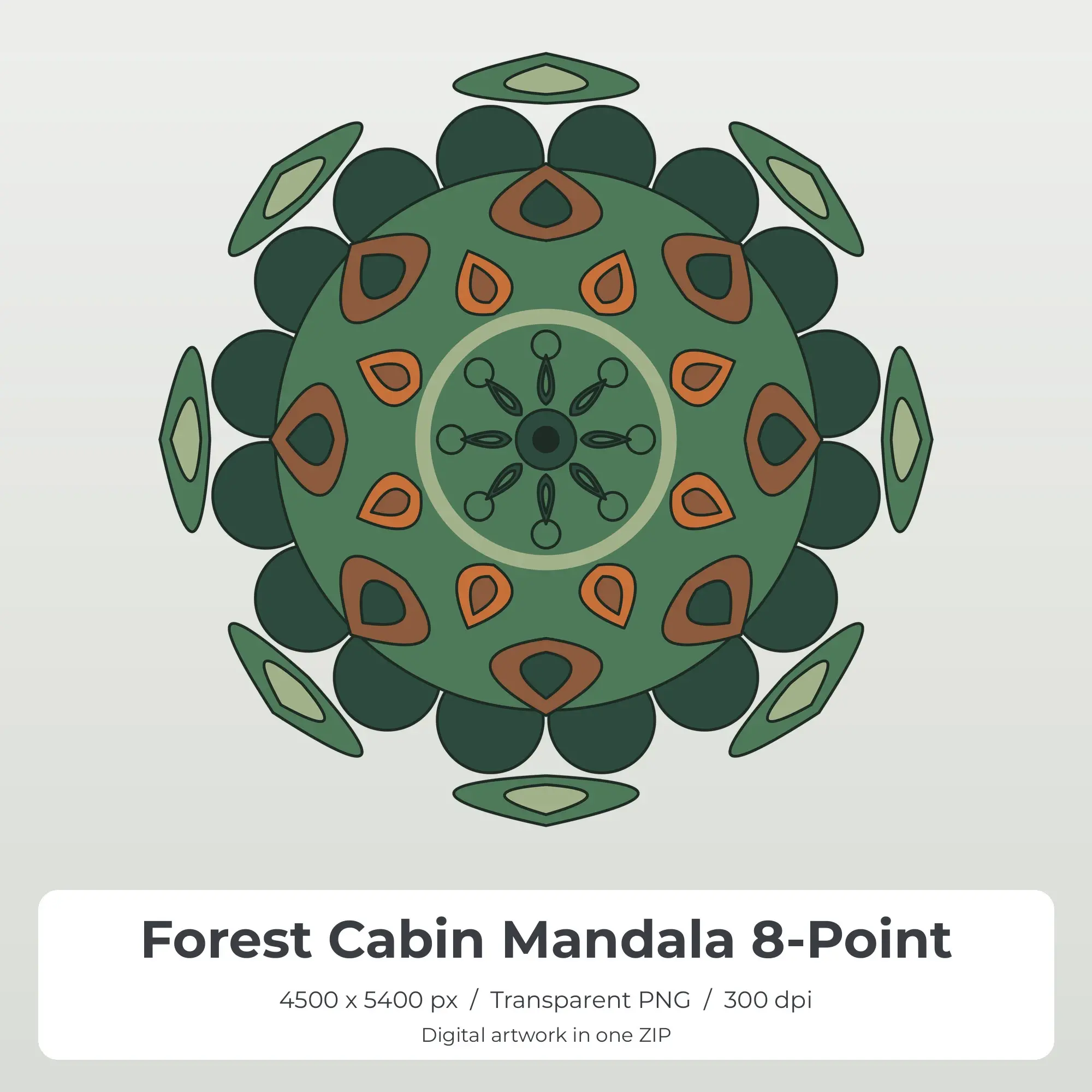 Forest Cabin Mandala 8-Point Sublimation PNG for Shirts preview