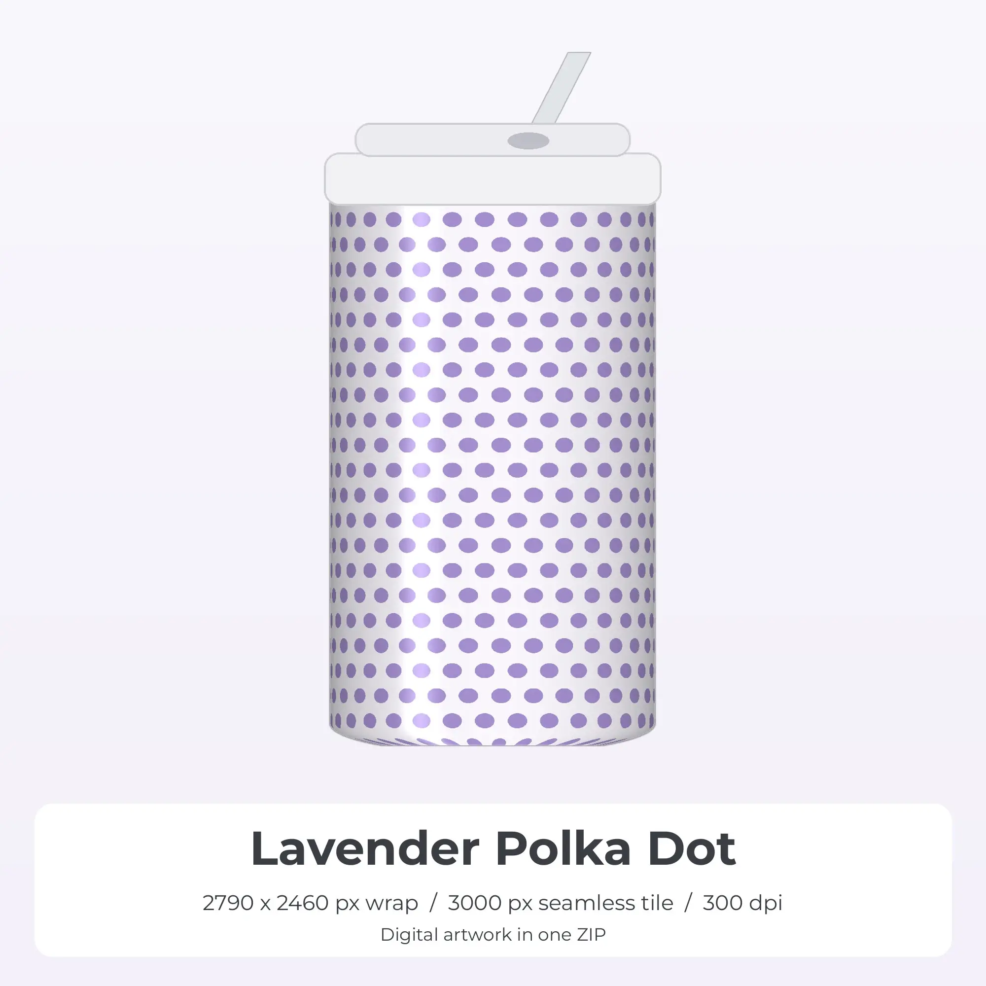 Lavender Polka Dot Tumbler Wrap PNG, 20oz Sublimation preview