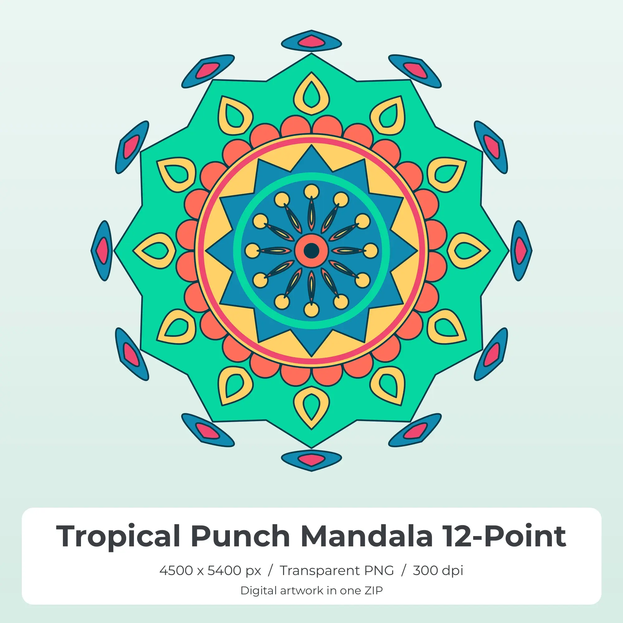 Tropical Punch Mandala 12-Point Sublimation PNG for Shirts preview