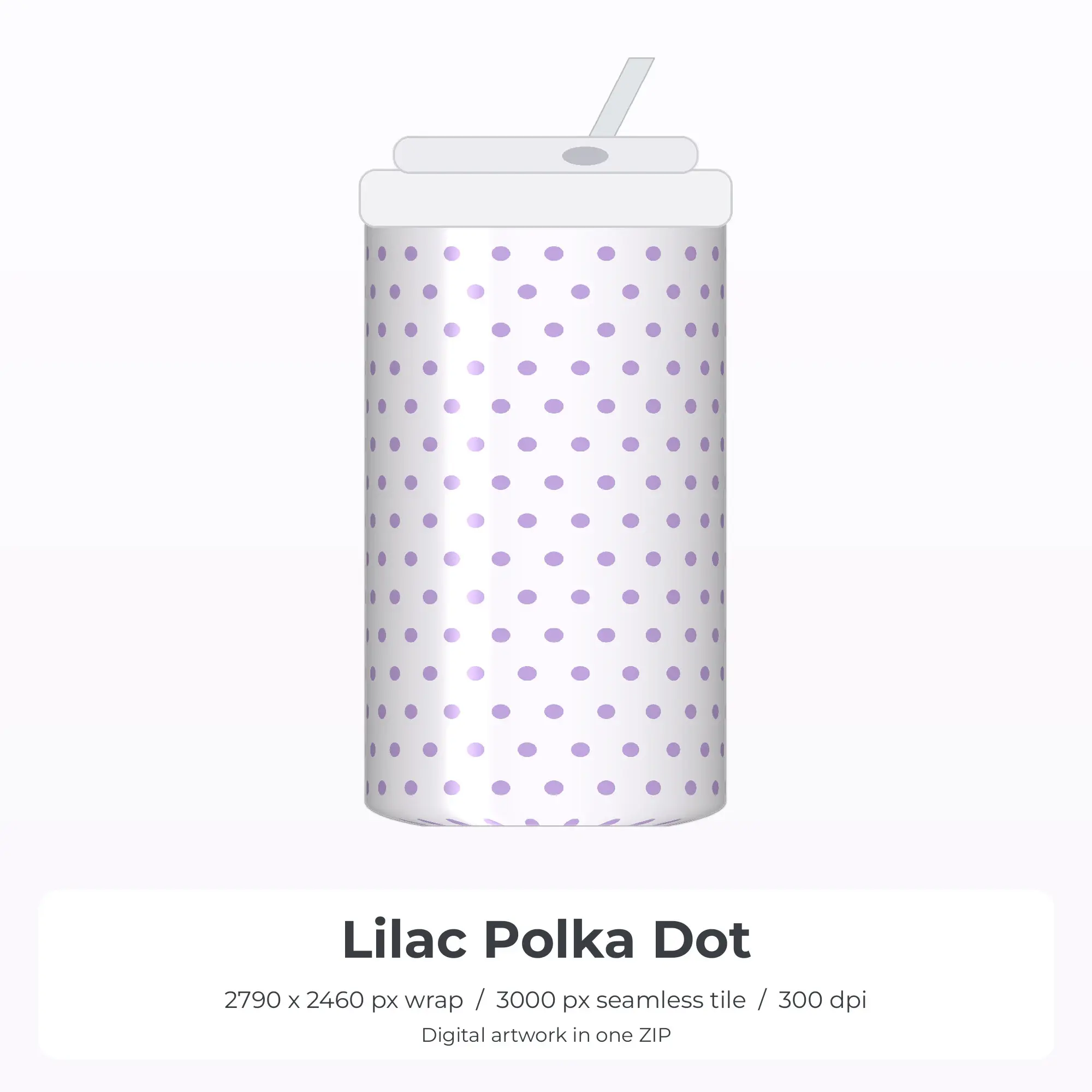 Lilac Polka Dot Tumbler Wrap PNG, 20oz Sublimation preview