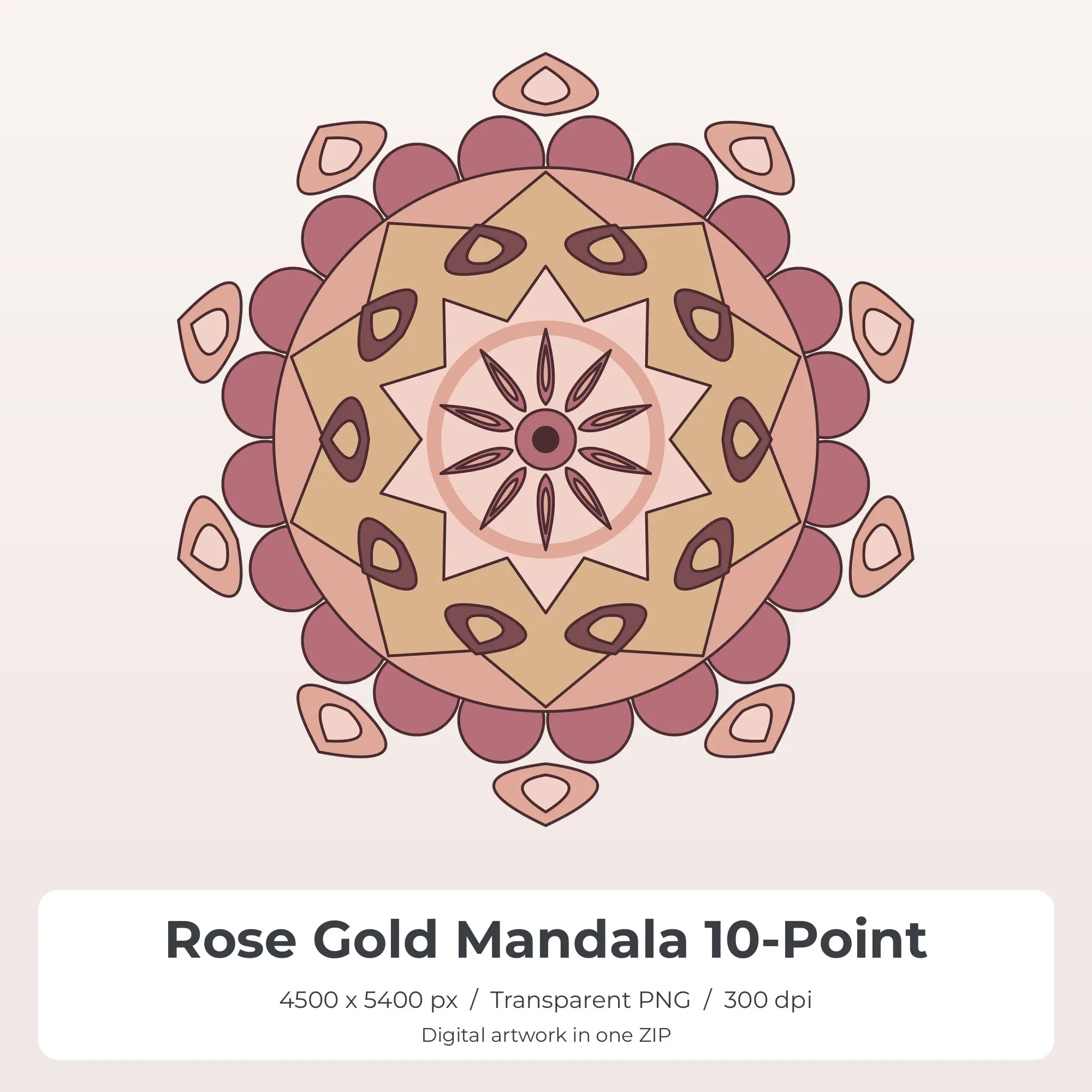 Rose Gold Mandala 10-Point Sublimation PNG for Shirts preview