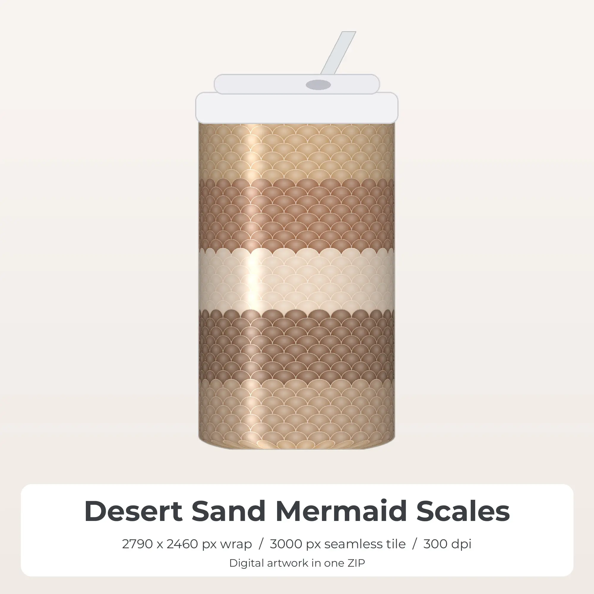 Desert Sand Mermaid Scales Tumbler Wrap PNG, 20oz Sublimation preview