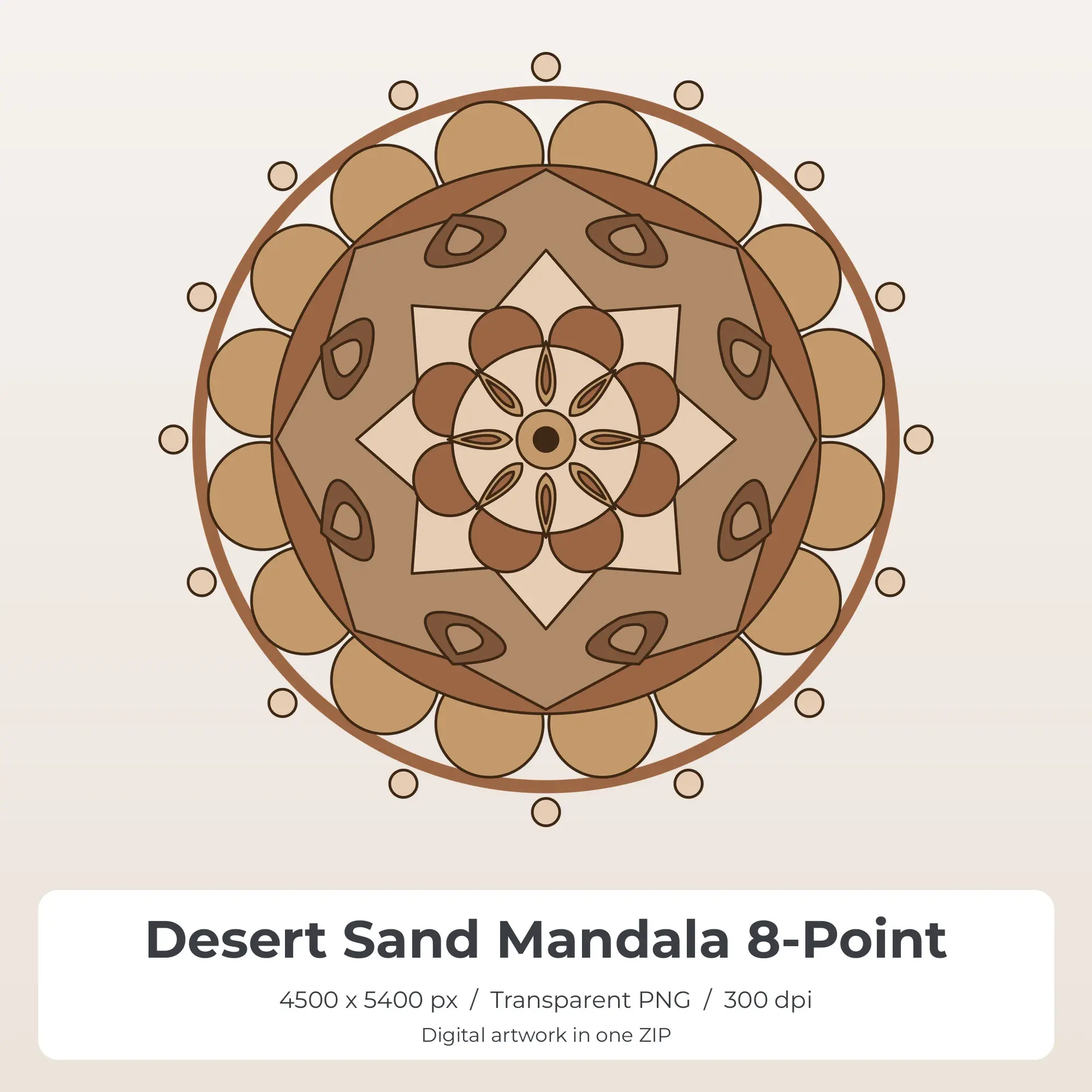 Desert Sand Mandala 8-Point Sublimation PNG for Shirts preview