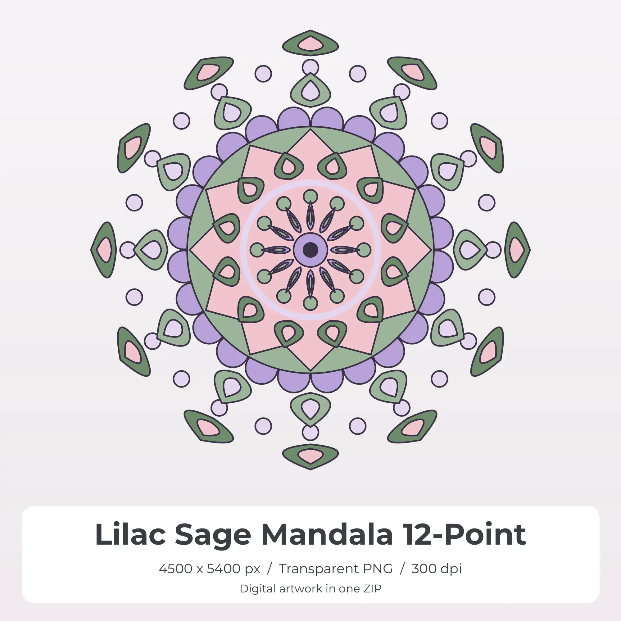 Lilac Sage Mandala 12-Point Sublimation PNG for Shirts preview