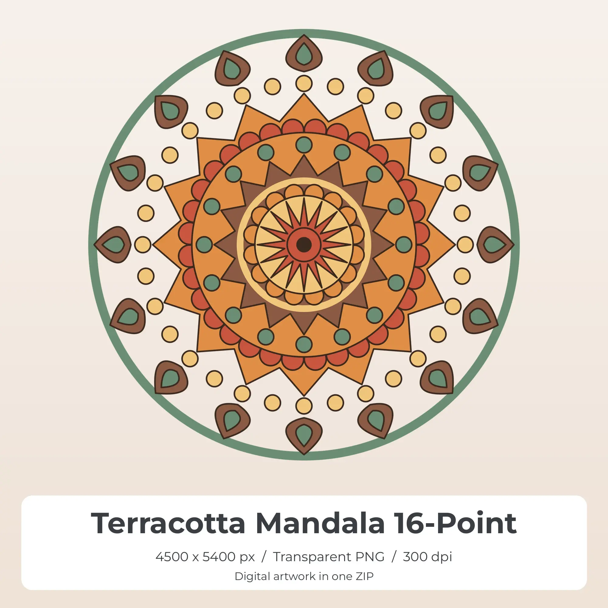 Terracotta Mandala 16-Point Sublimation PNG for Shirts preview