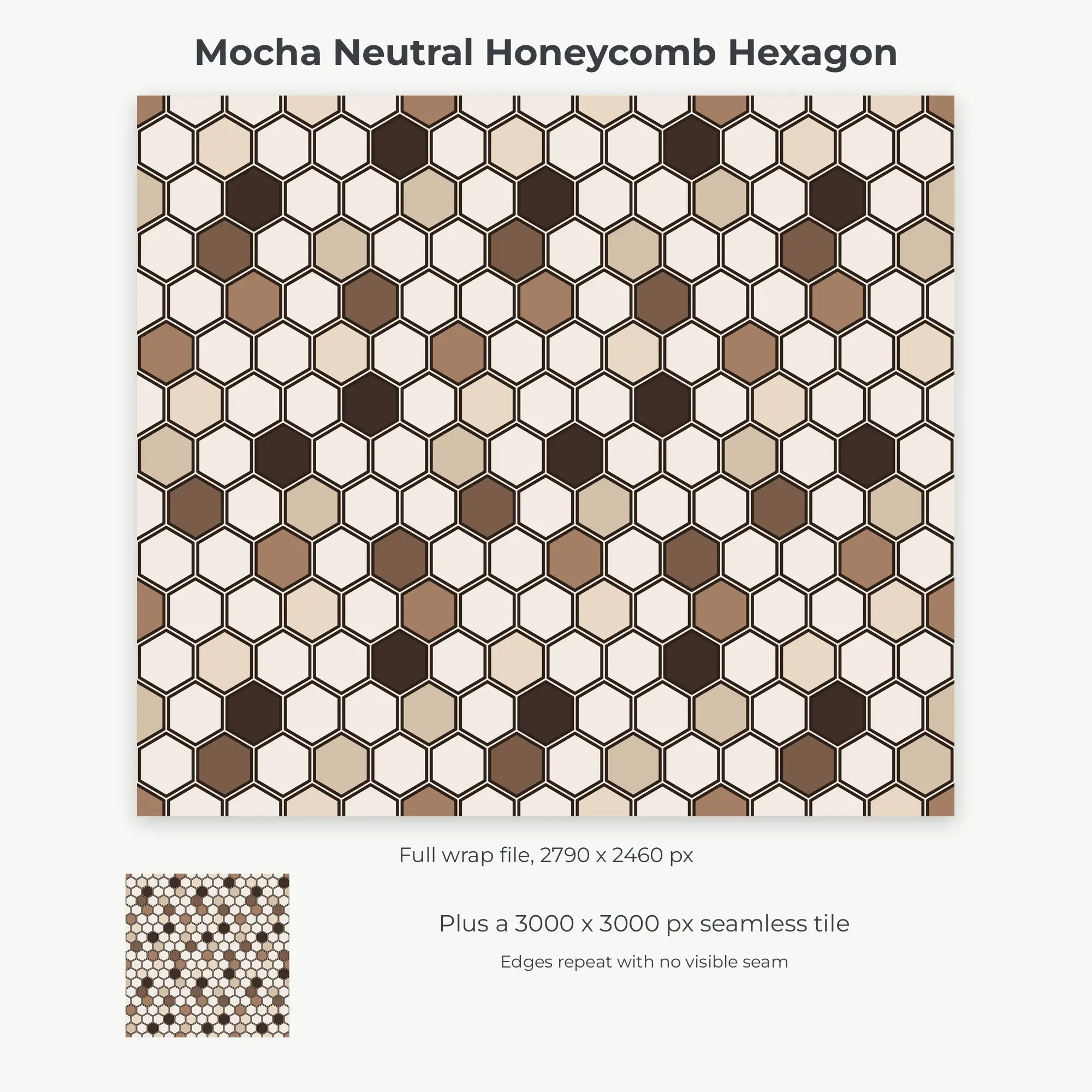 Mocha Neutral Honeycomb Hexagon Tumbler Wrap PNG, 20oz Sublimation, preview 2 of 2