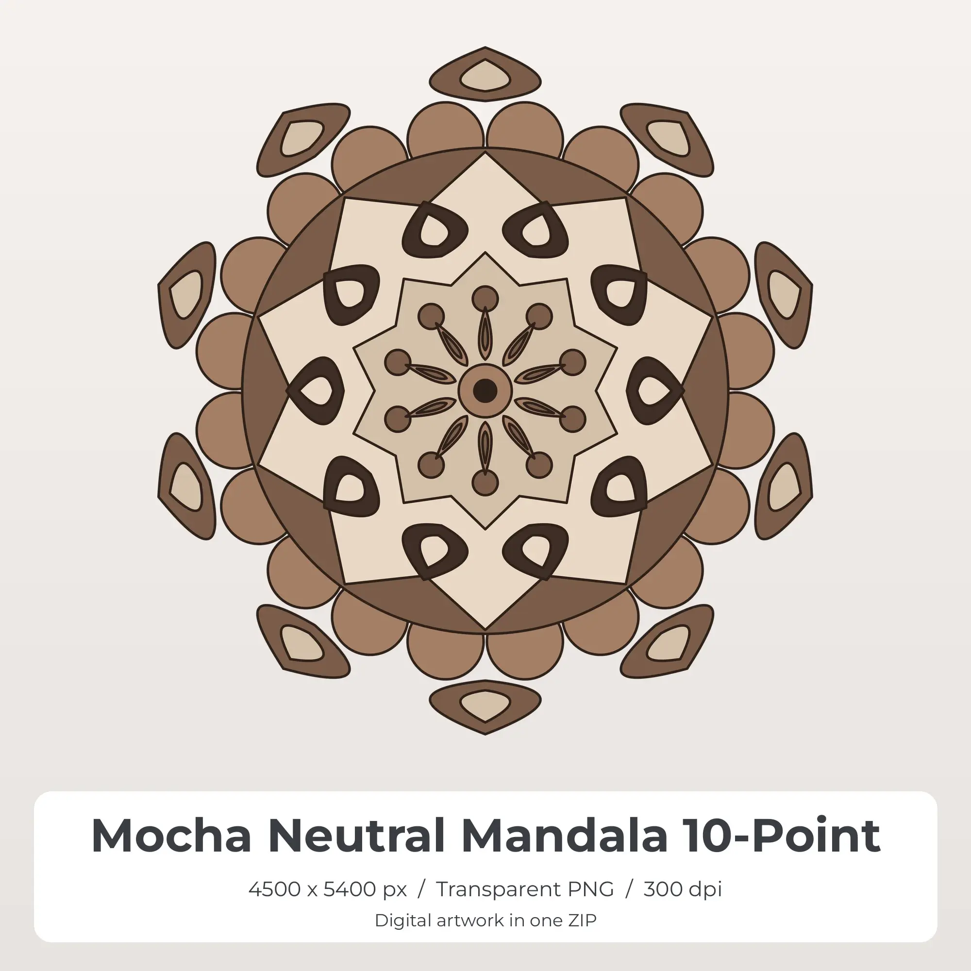 Mocha Neutral Mandala 10-Point Sublimation PNG for Shirts preview