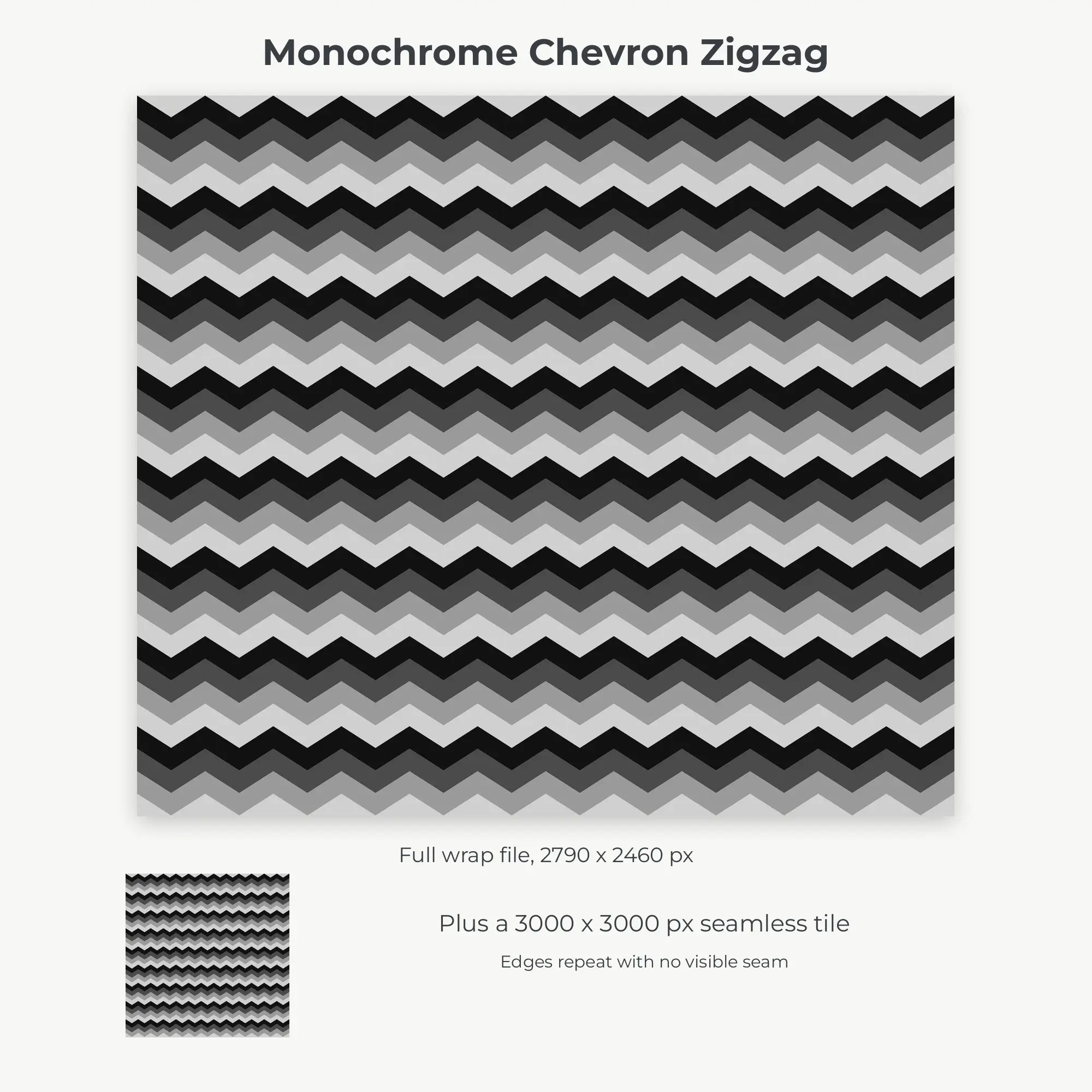 Monochrome Chevron Zigzag Tumbler Wrap PNG, 20oz Sublimation, preview 2 of 2